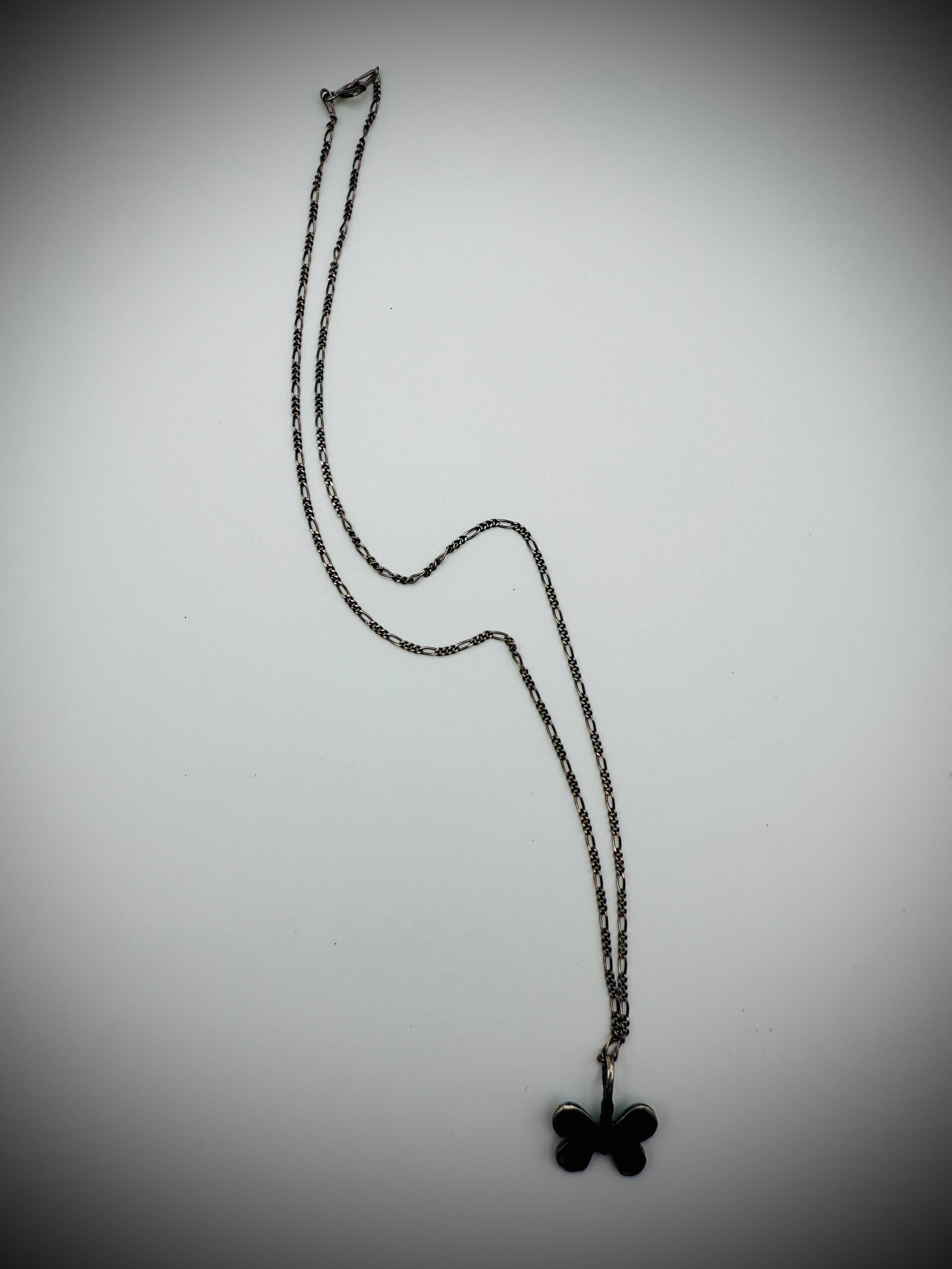 Vintage Snakeye Sterling Silver Butterfly Pendant Necklace