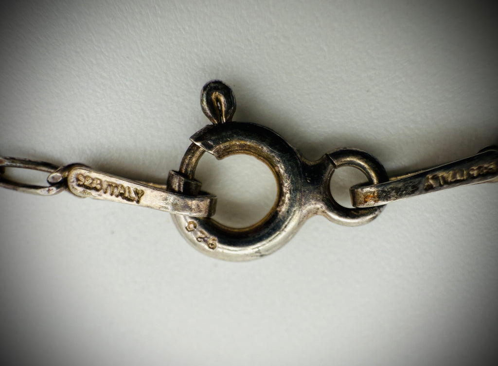 Vintage Snakeye Sterling Silver Butterfly Pendant Necklace