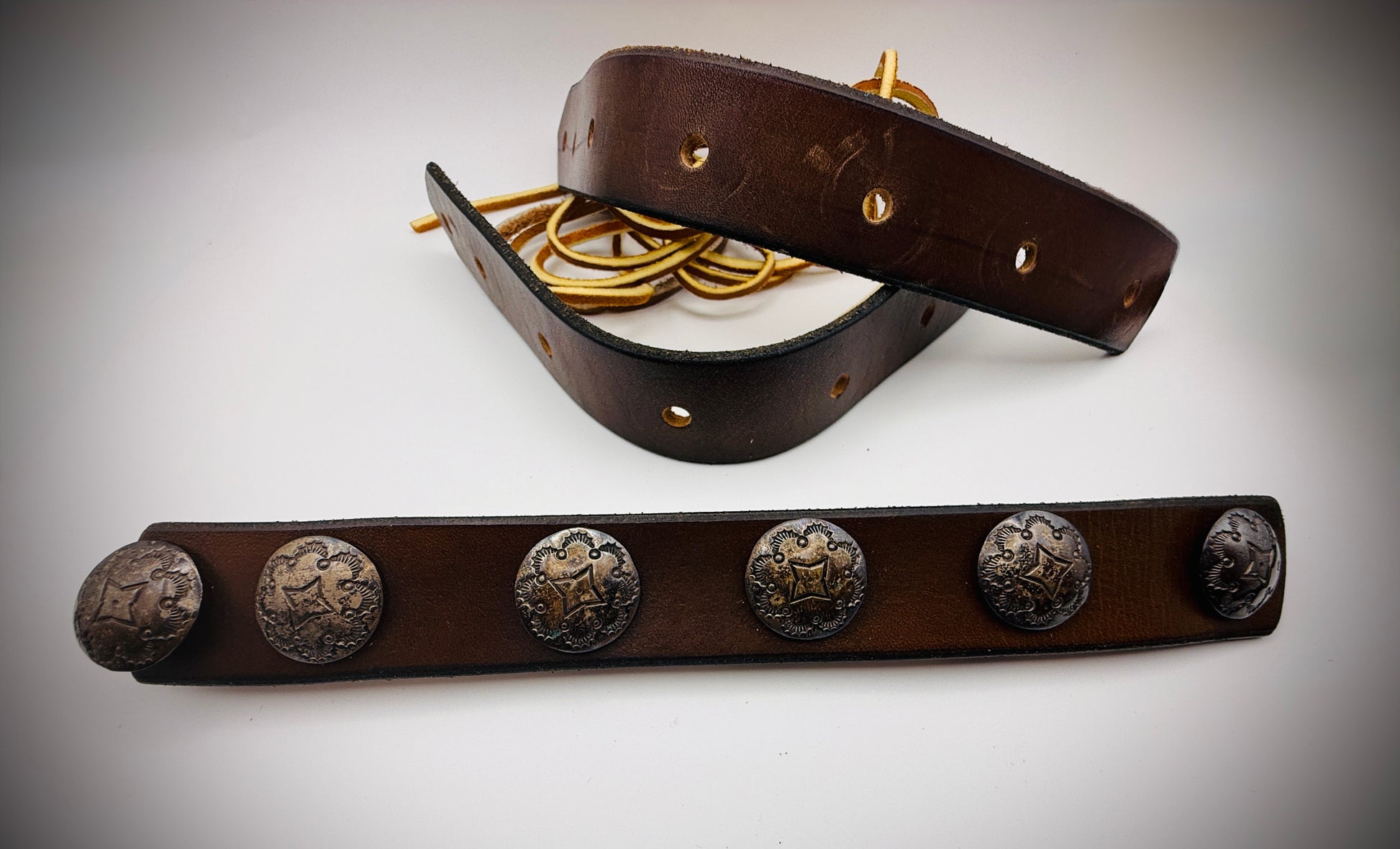 Hopi Guild Sterling Overlay Buttons (2 Cards) & Sterling Conchos Lot