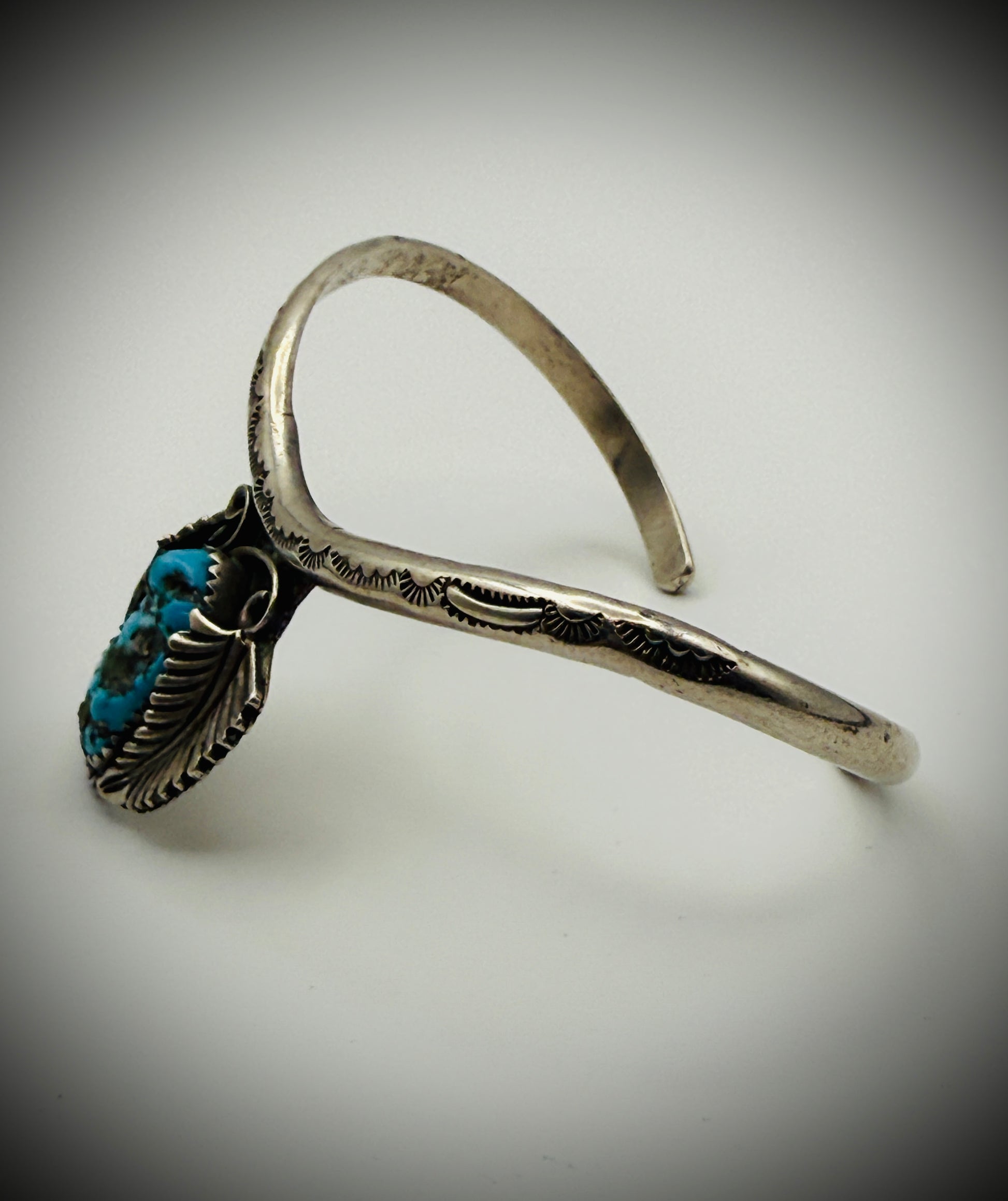 Vintage Navajo JR (Jerry Roan) Sterling Sweater Cuff w/ Turquoise 6.5"