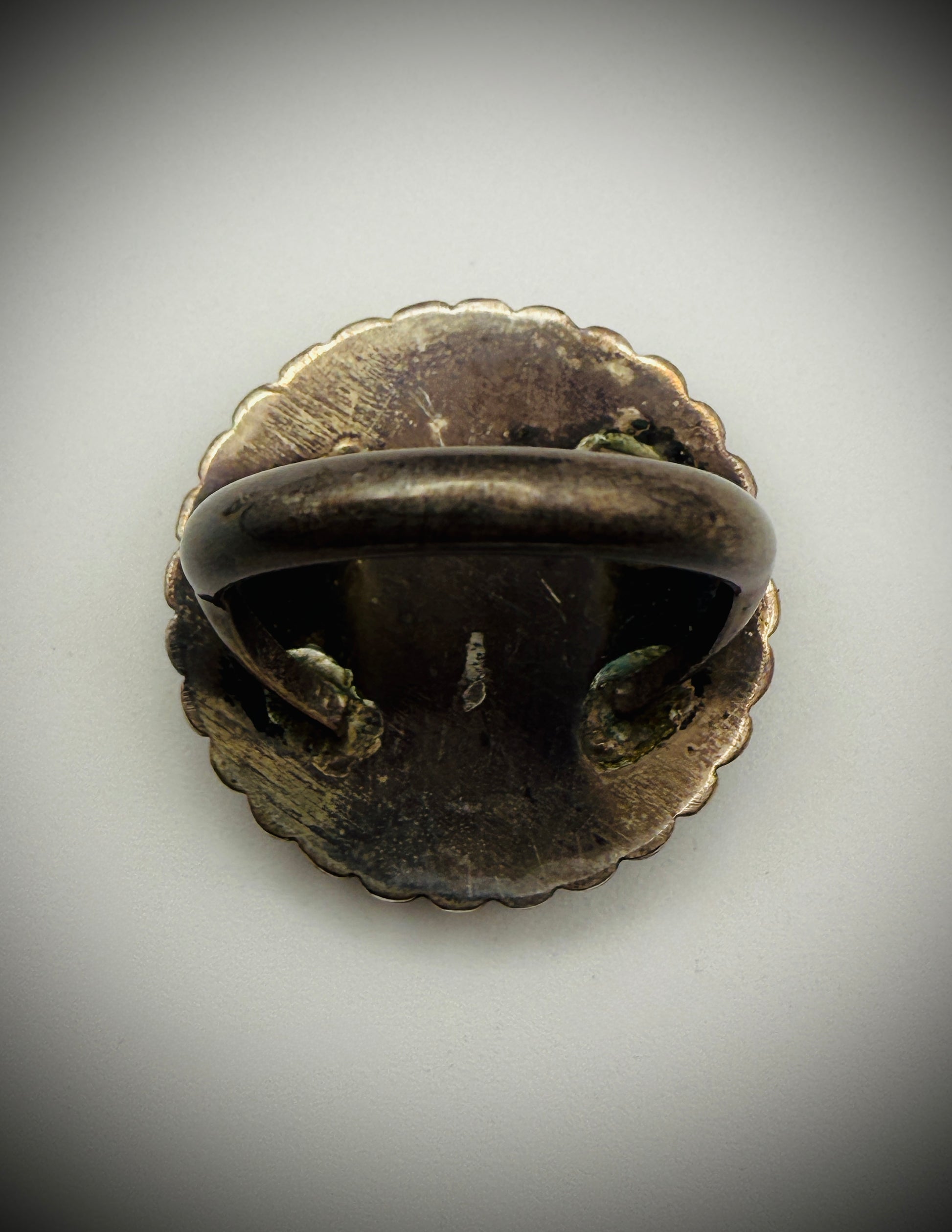 Sterling MOP + Turquoise Inlay Pendant & Ring Set – Size 6.6, Vintage Patina