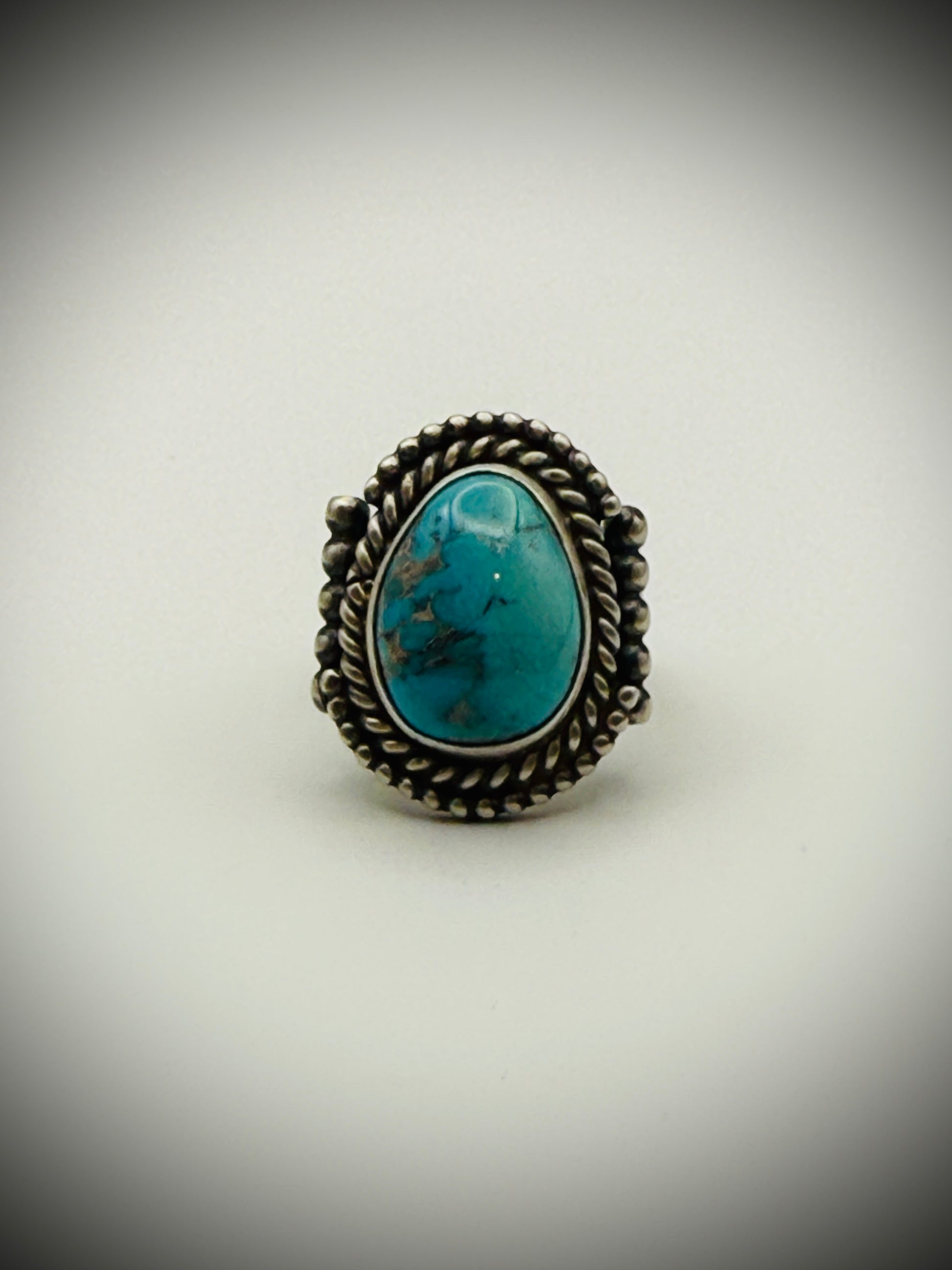 Albert Jake Navajo Sterling Turquoise Ring Sz 7, 15g – “A. Jake”