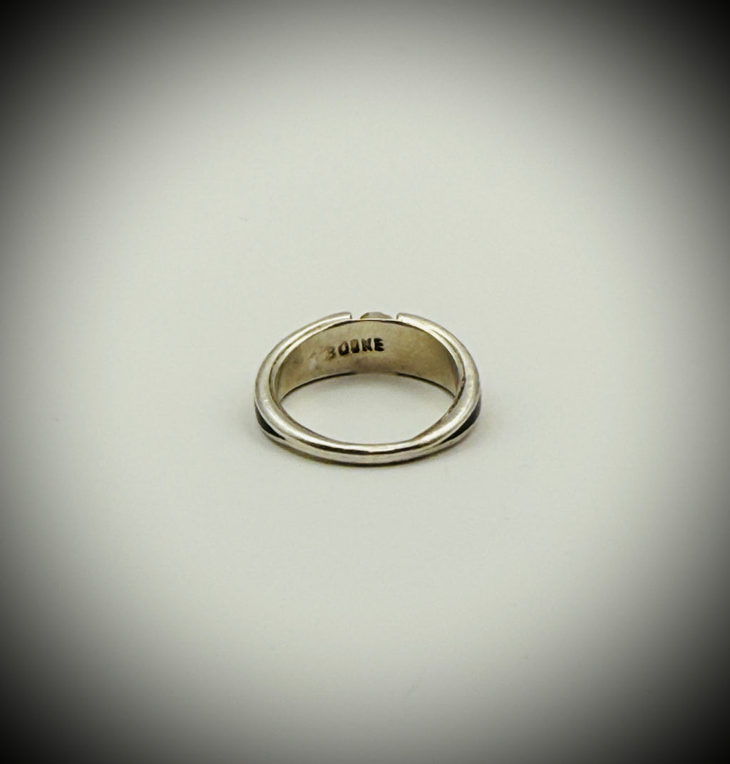 Zuni Sterling Channel Inlay Turquoise Ring — signed “Boone” — Sz 5.5