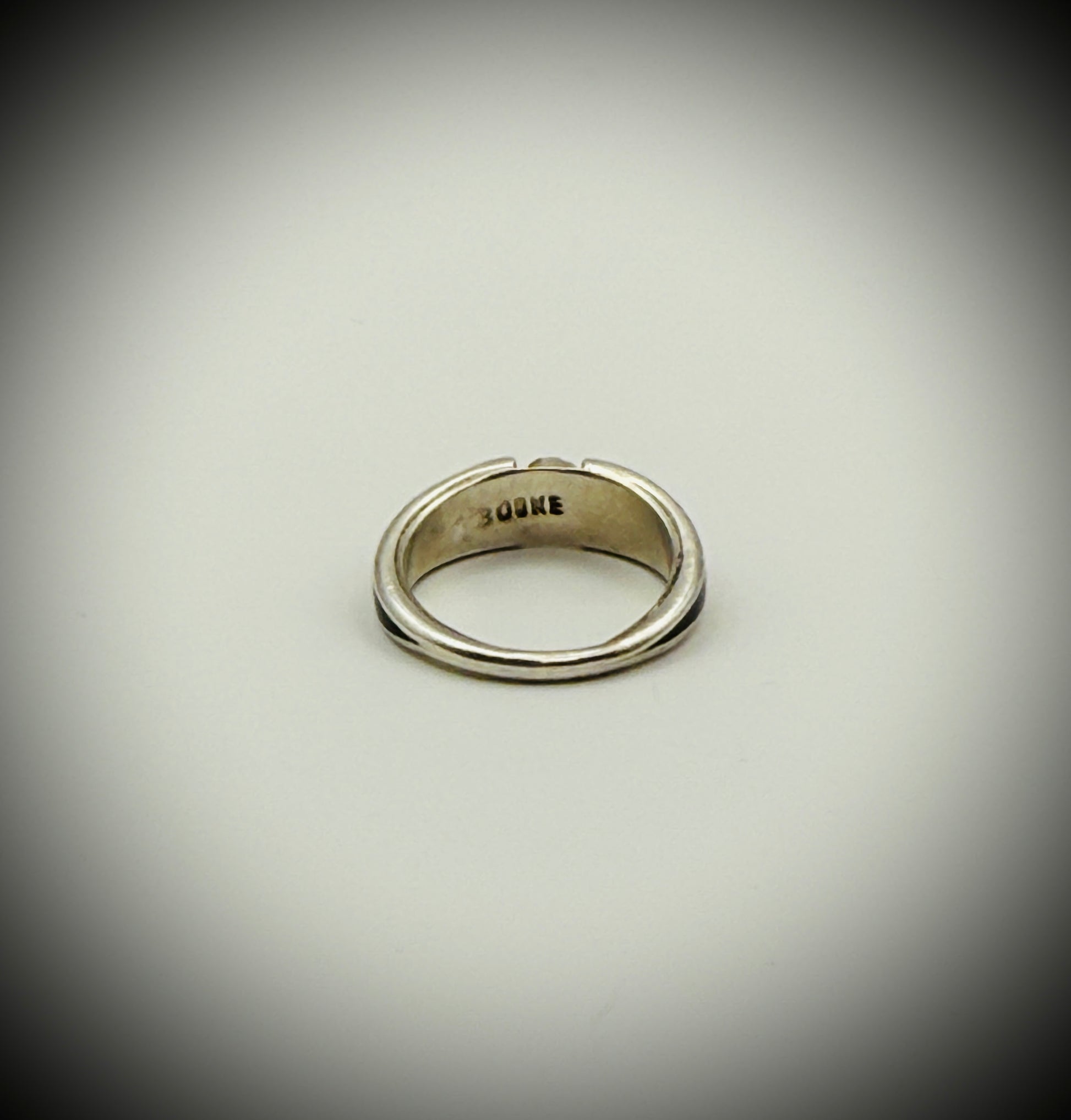 Zuni Sterling Channel Inlay Turquoise Ring — signed “Boone” — Sz 5.5