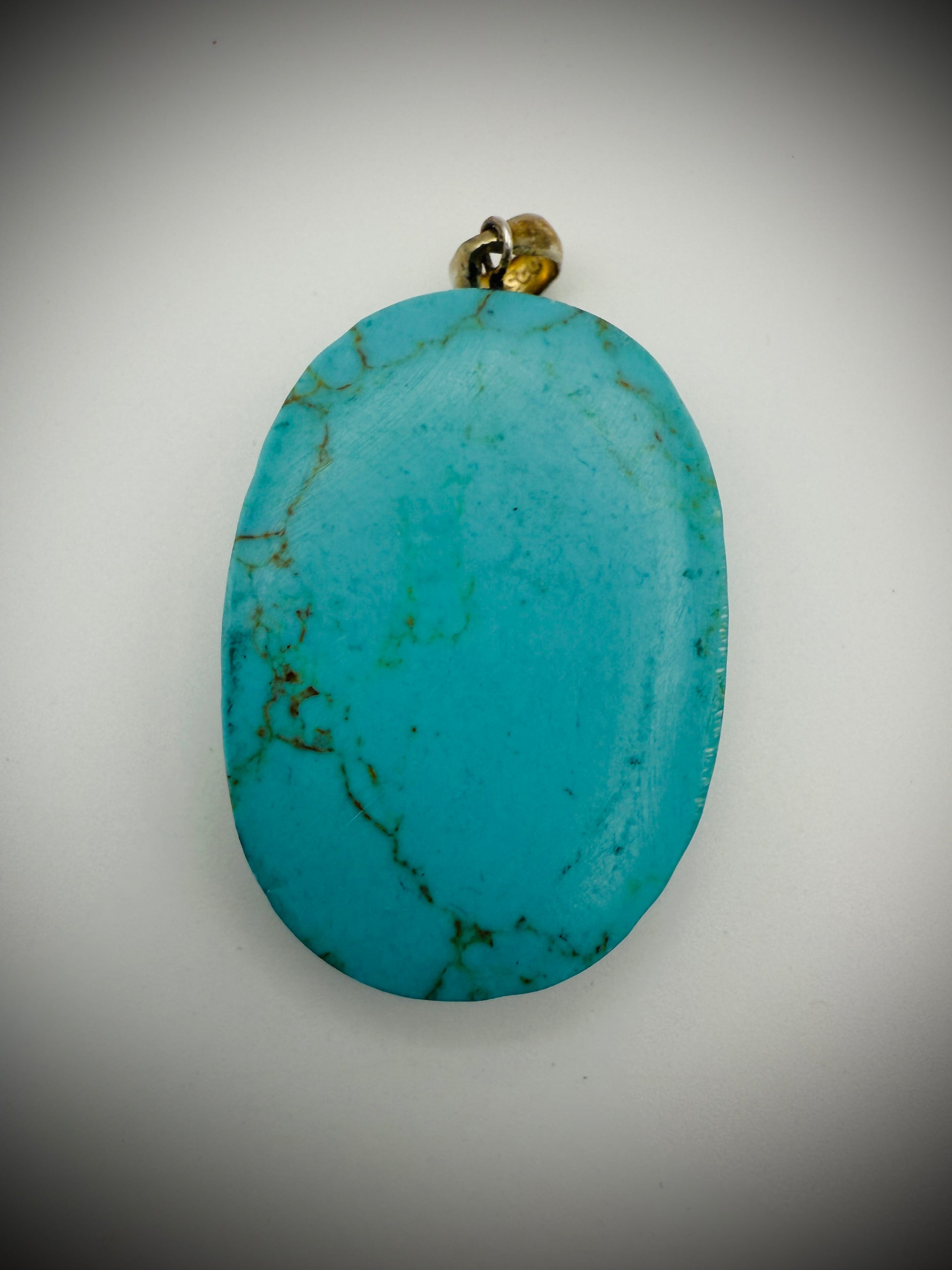 Carved Turquoise Chief Pendant - 15g - 925 bail