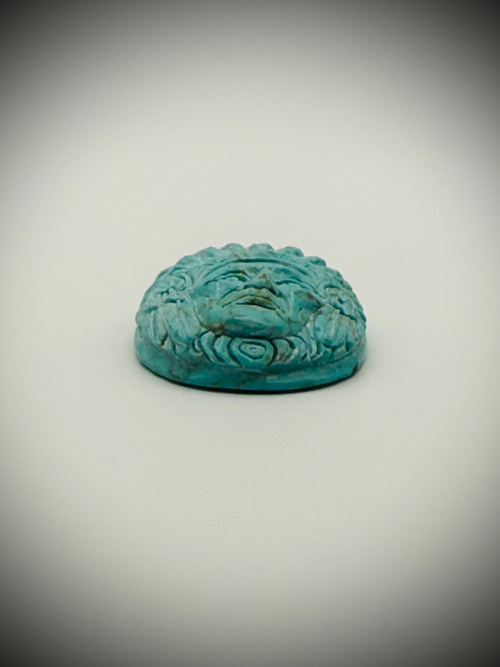 Carved Turquoise Chief Pendant - 15g - 925 bail
