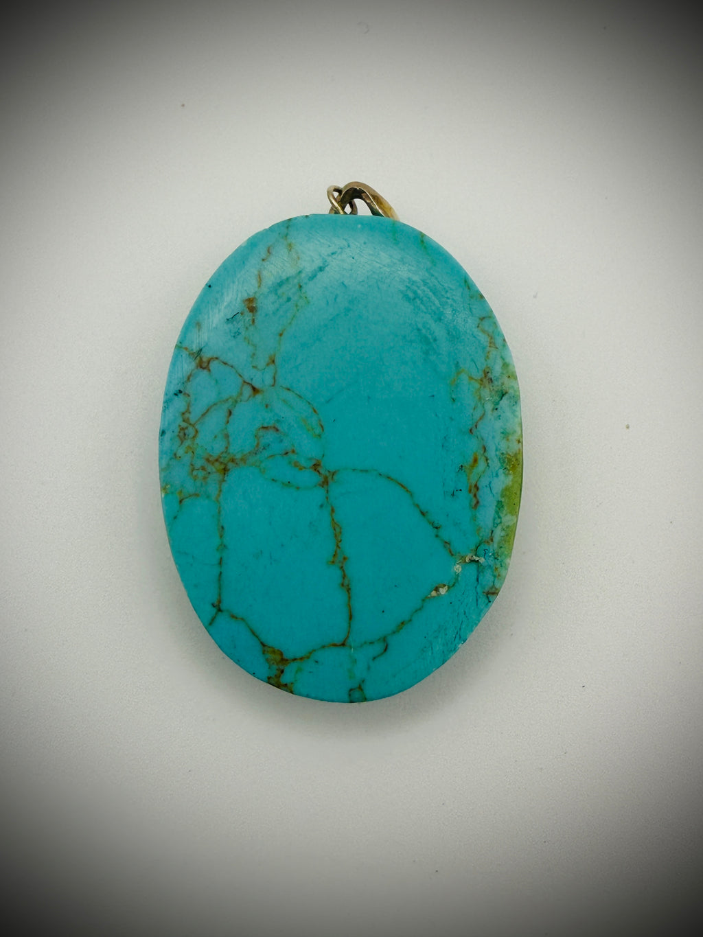 Carved Turquoise Chief Pendant - 15g - 925 bail