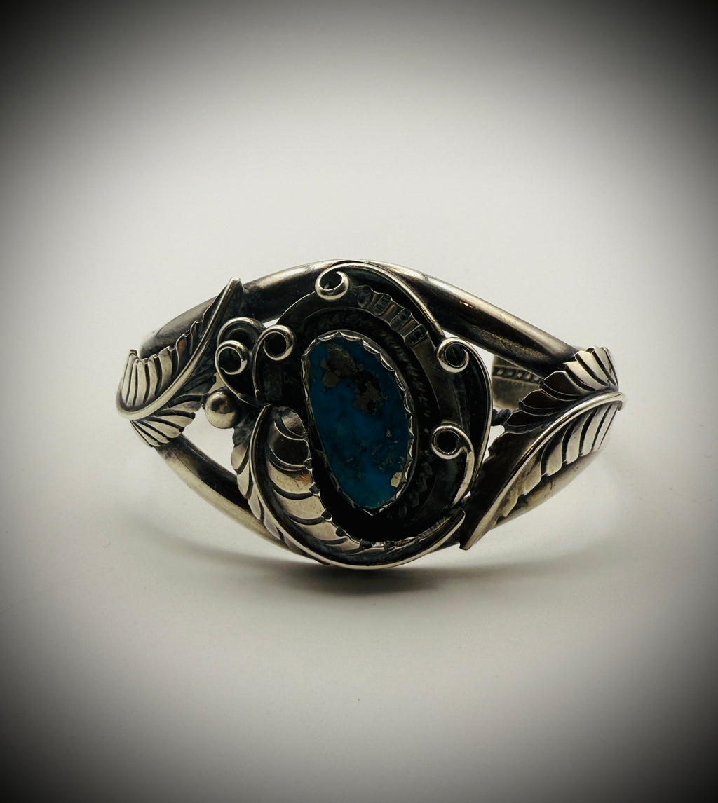 Navajo Sterling Turquoise Cuff — F & D Charley | 6.5" total | 37g
