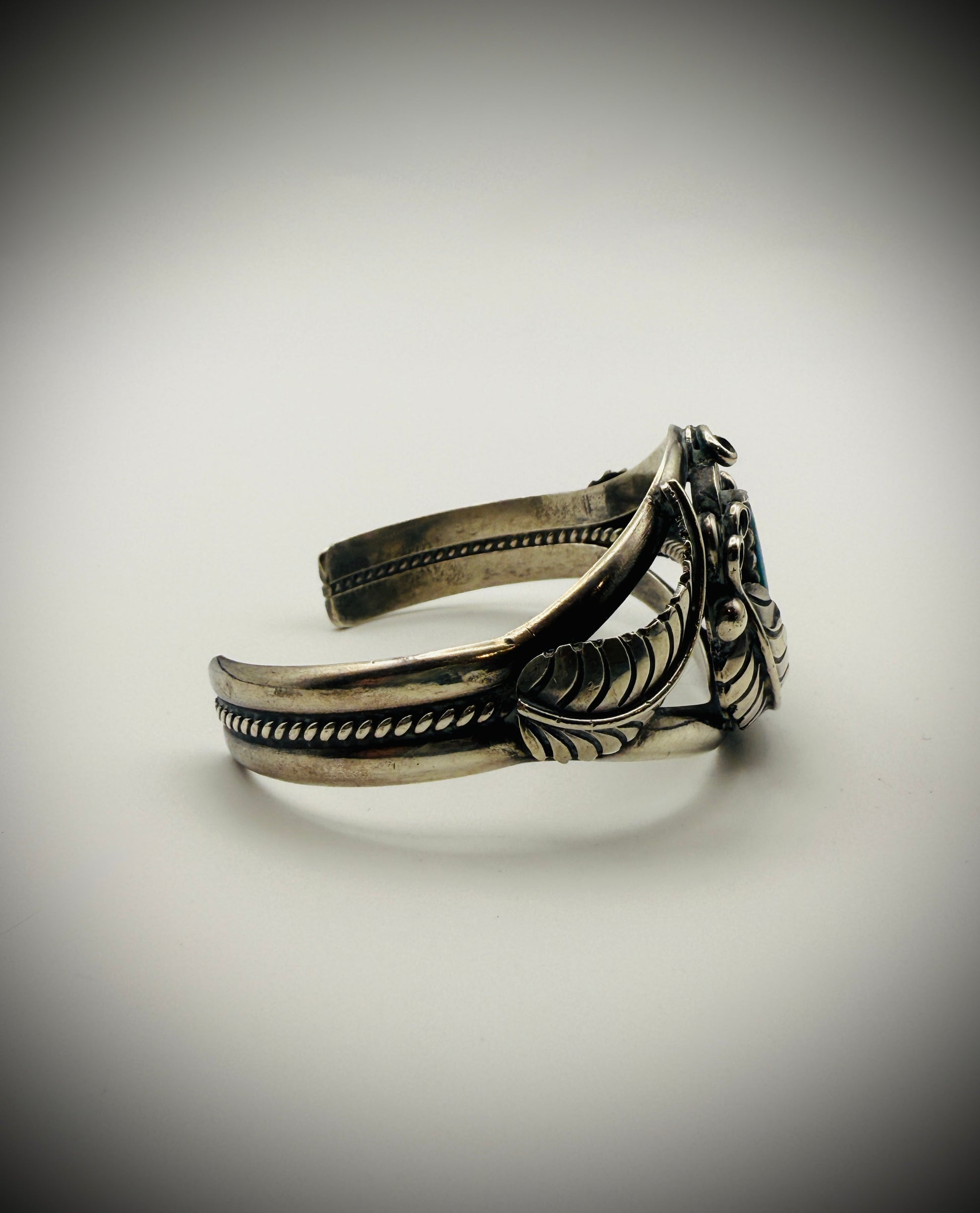 Navajo Sterling Turquoise Cuff — F & D Charley | 6.5" total | 37g