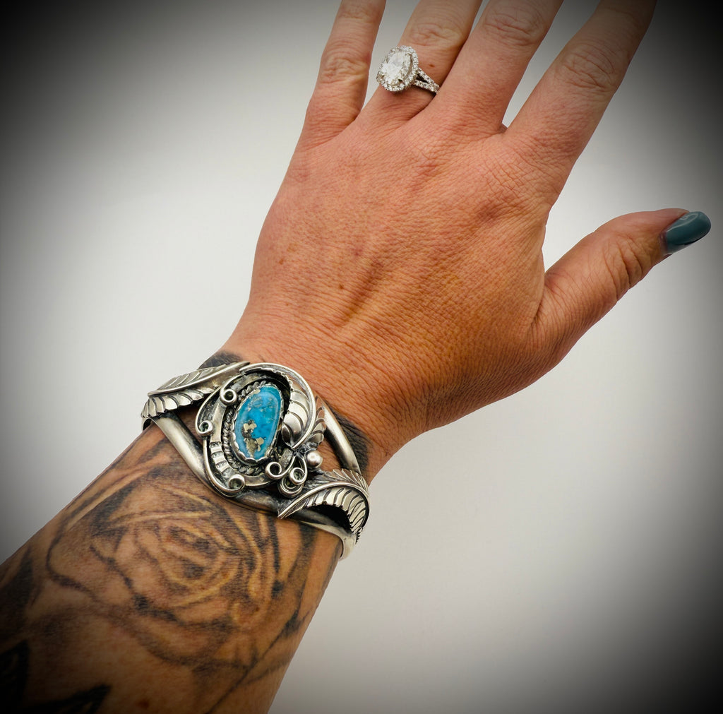 Navajo Sterling Turquoise Cuff — F & D Charley | 6.5" total | 37g