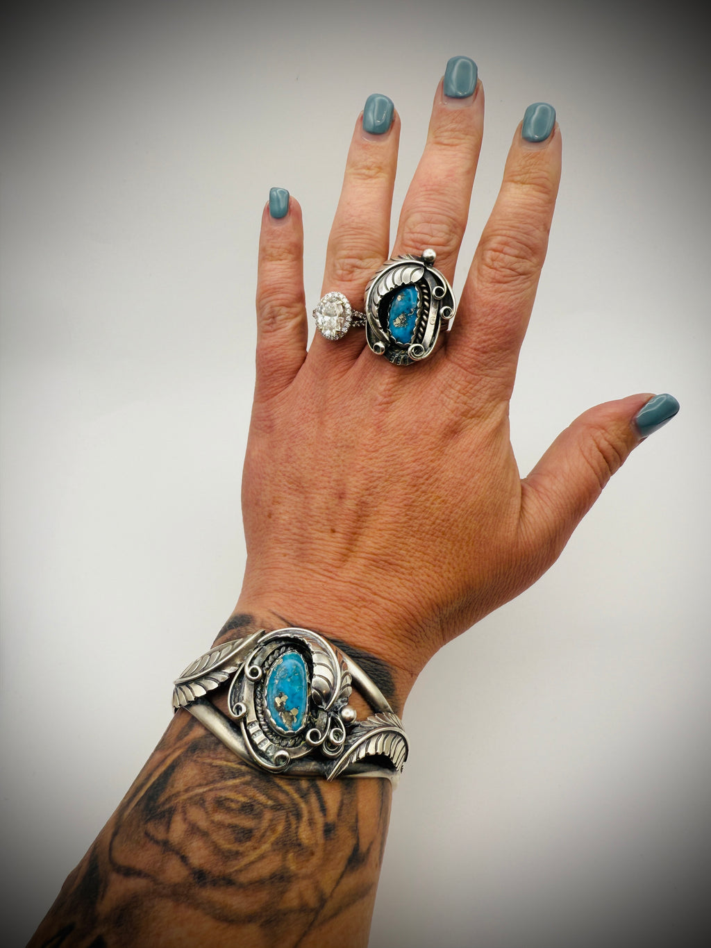 Navajo Sterling Turquoise Cuff — F & D Charley | 6.5" total | 37g