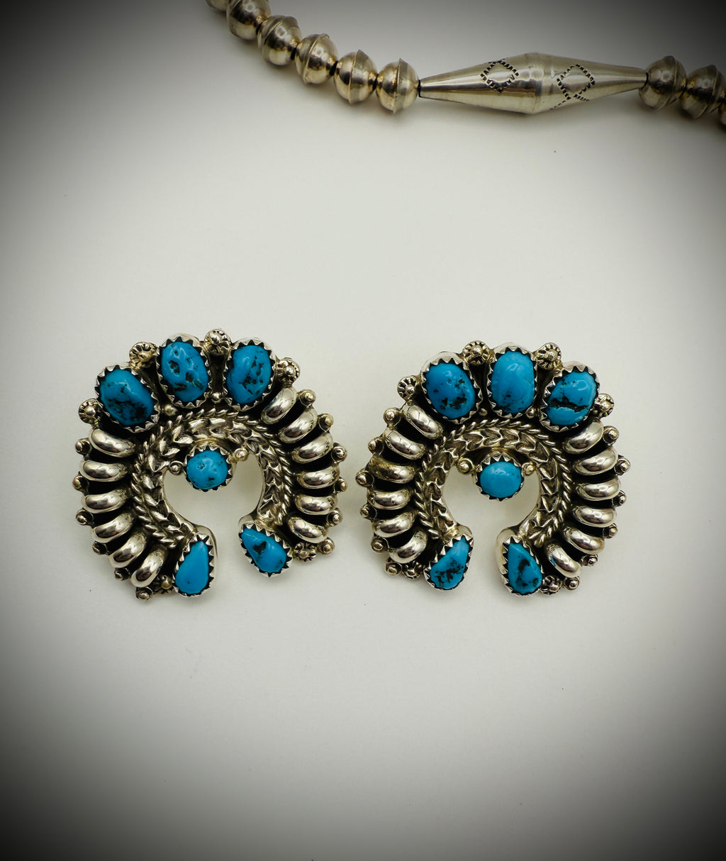 Nora Tsosie Navajo Sterling Turquoise Naja Necklace & Earrings Set