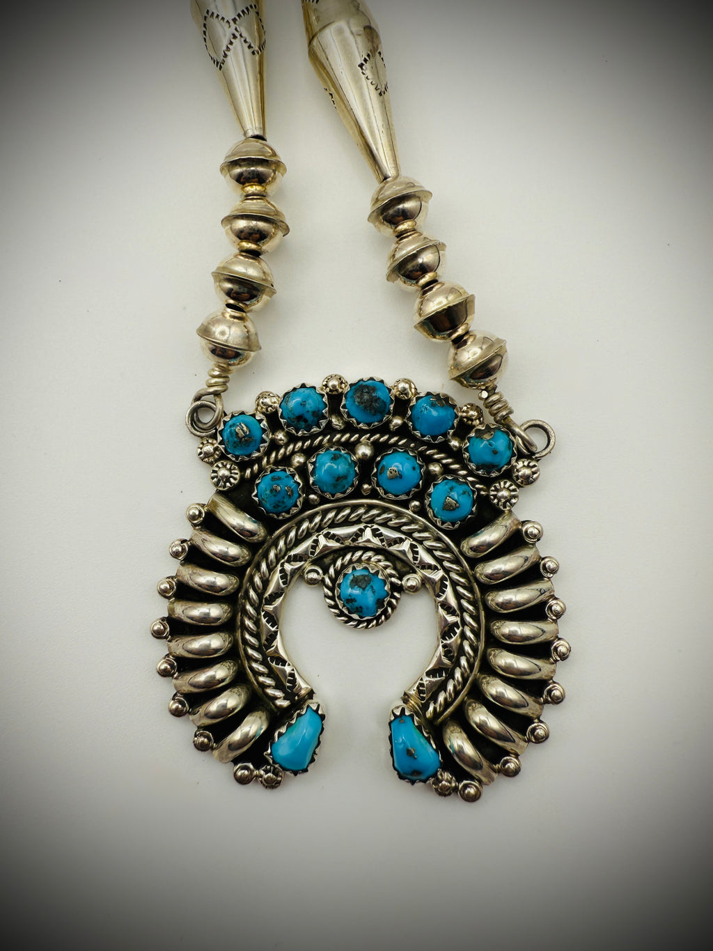 Nora Tsosie Navajo Sterling Turquoise Naja Necklace & Earrings Set