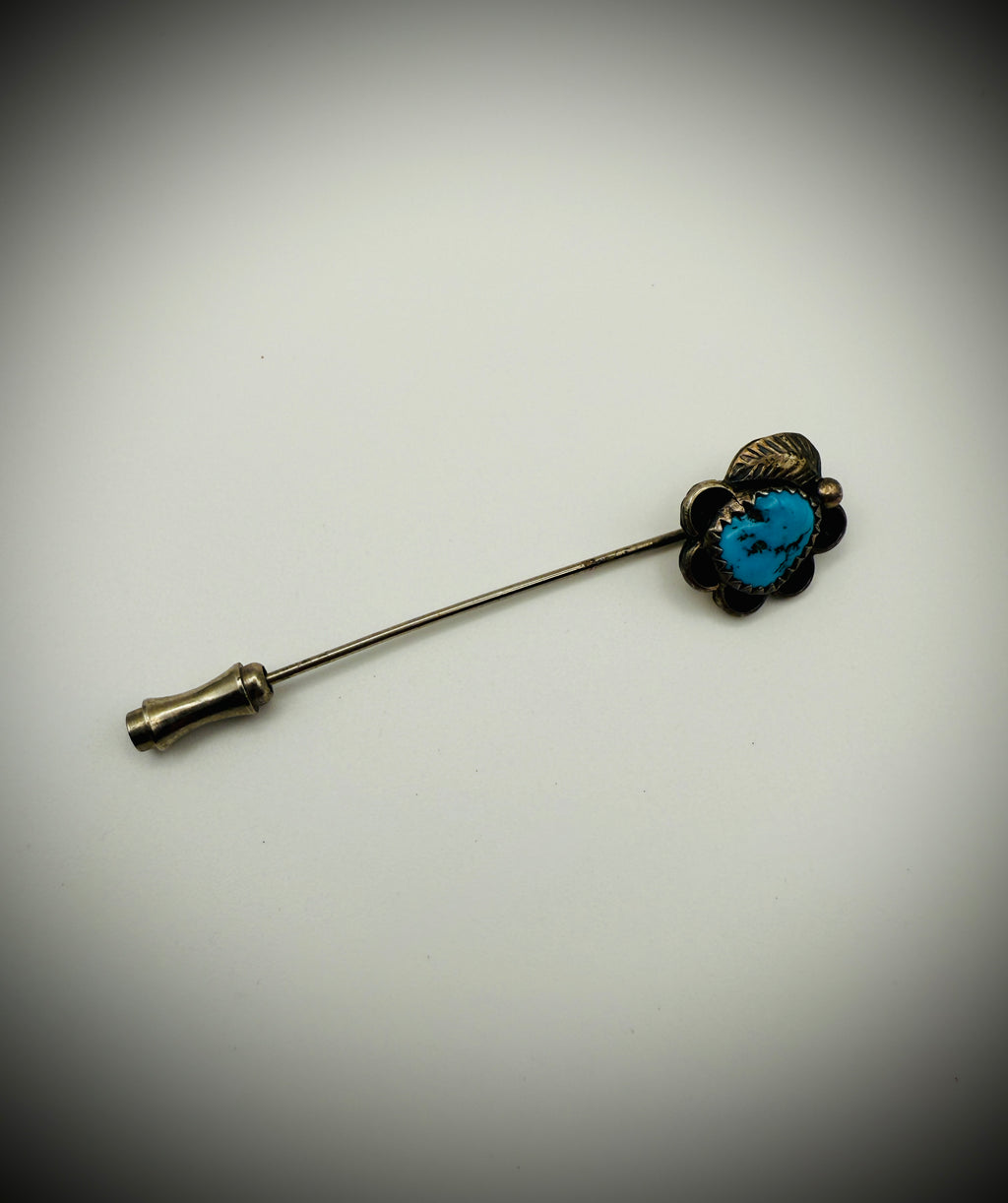 Vintage Navajo Sterling Turquoise Hat/Lapel Pin — artist-stamped
