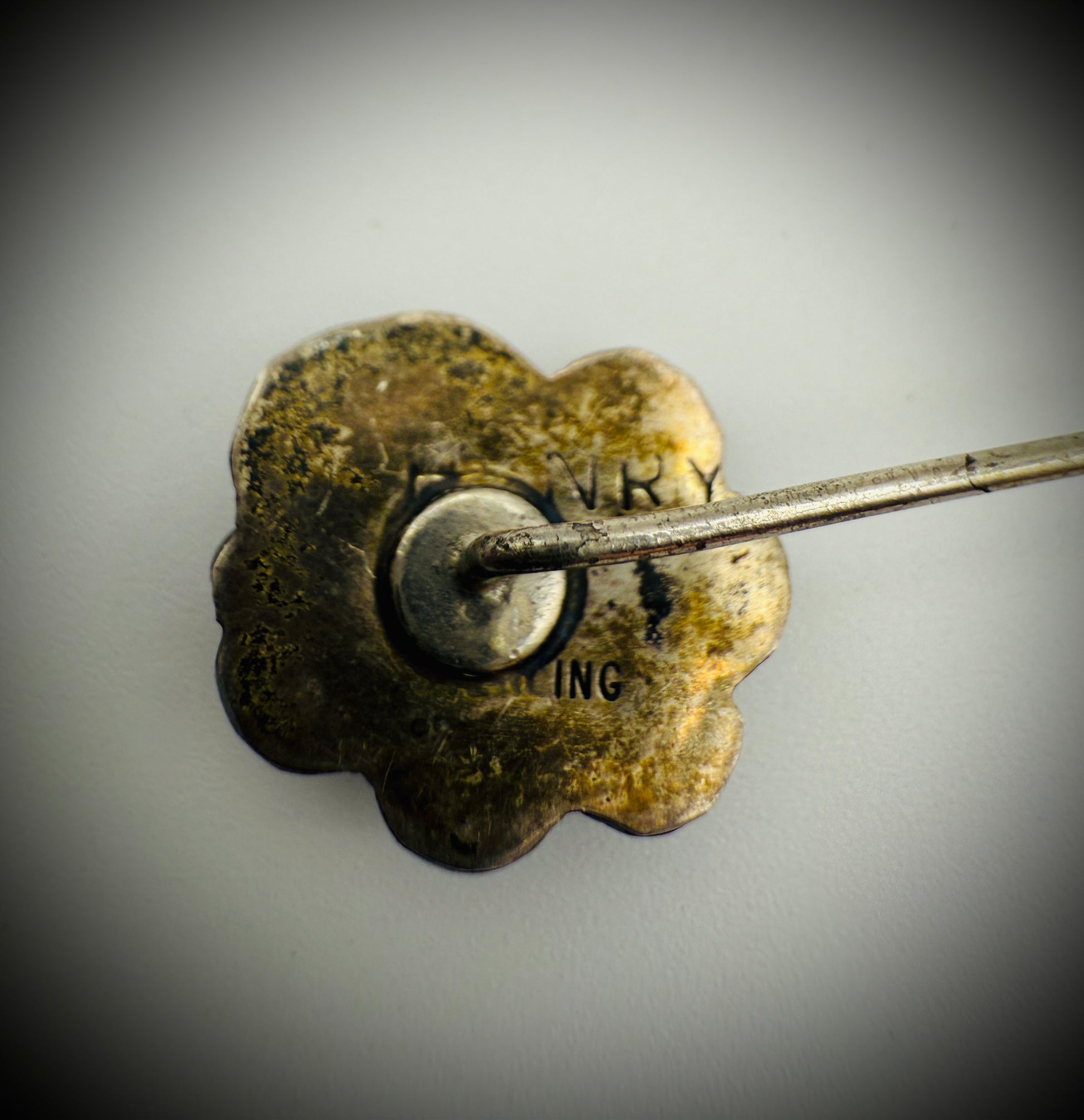 Vintage Navajo Sterling Turquoise Hat/Lapel Pin — artist-stamped