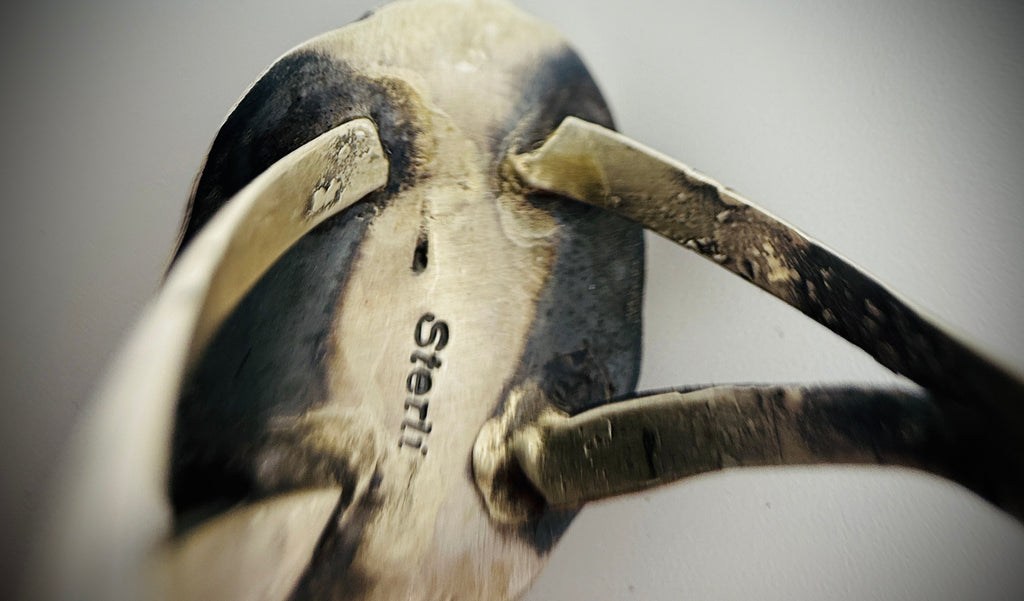 Navajo Sterling Turquoise Ring — Freda Martinez “F” Hallmark, Size 7.5