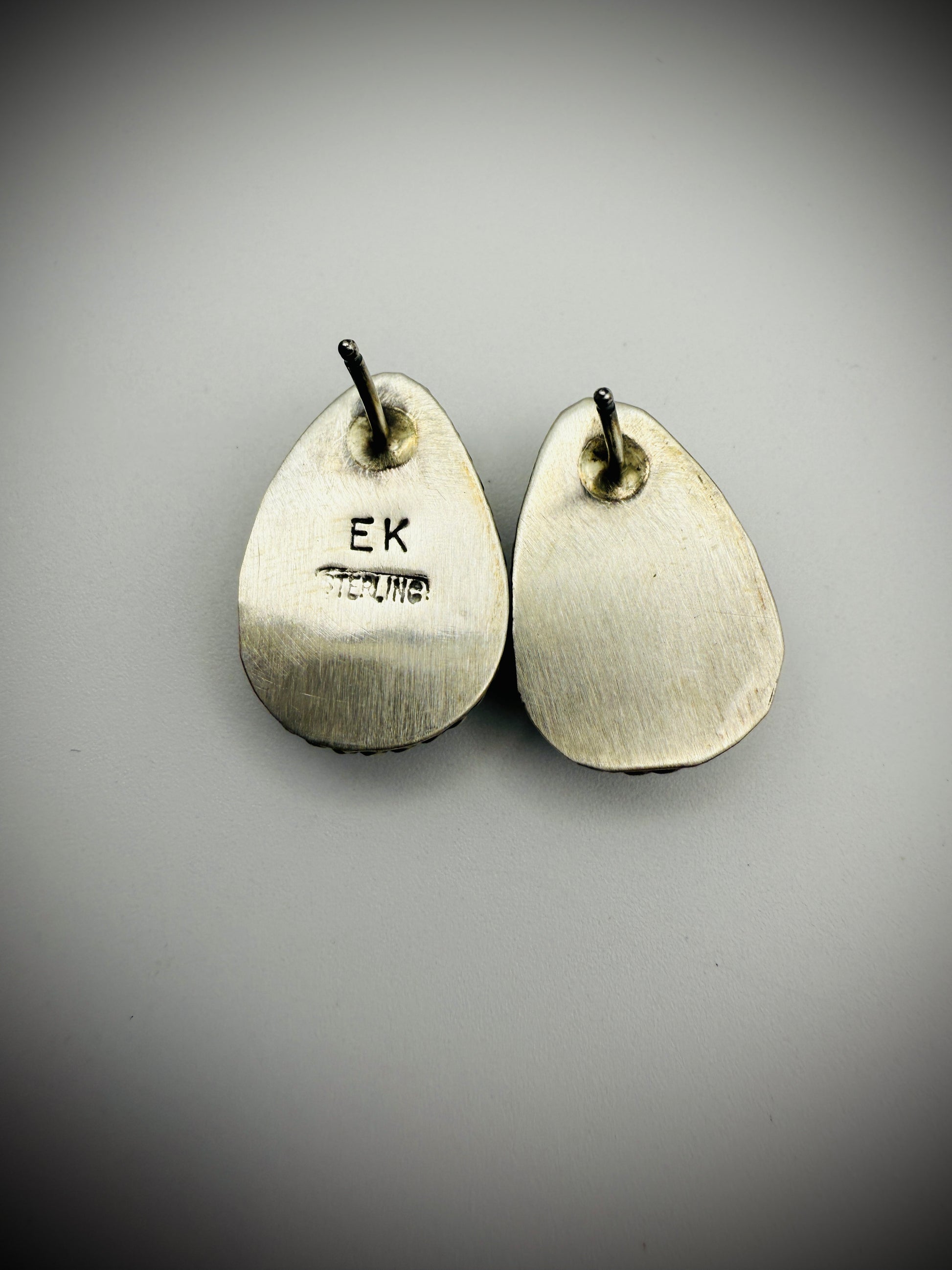 Navajo Sterling Turquoise Teardrop Stud Earrings — Elouise Kee (EK)