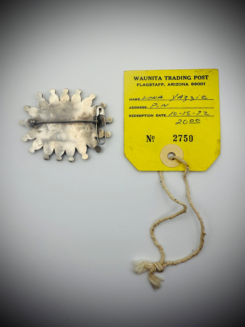 Vintage Navajo “Dead Pawn” Turquoise Cluster Brooch + Tag, 3.25" (26g)