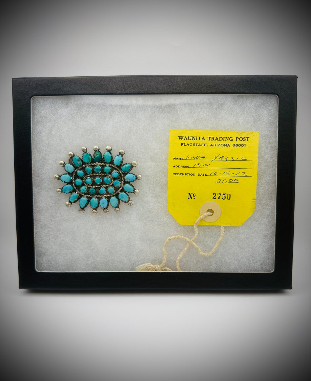 Vintage Navajo “Dead Pawn” Turquoise Cluster Brooch + Tag, 3.25" (26g)