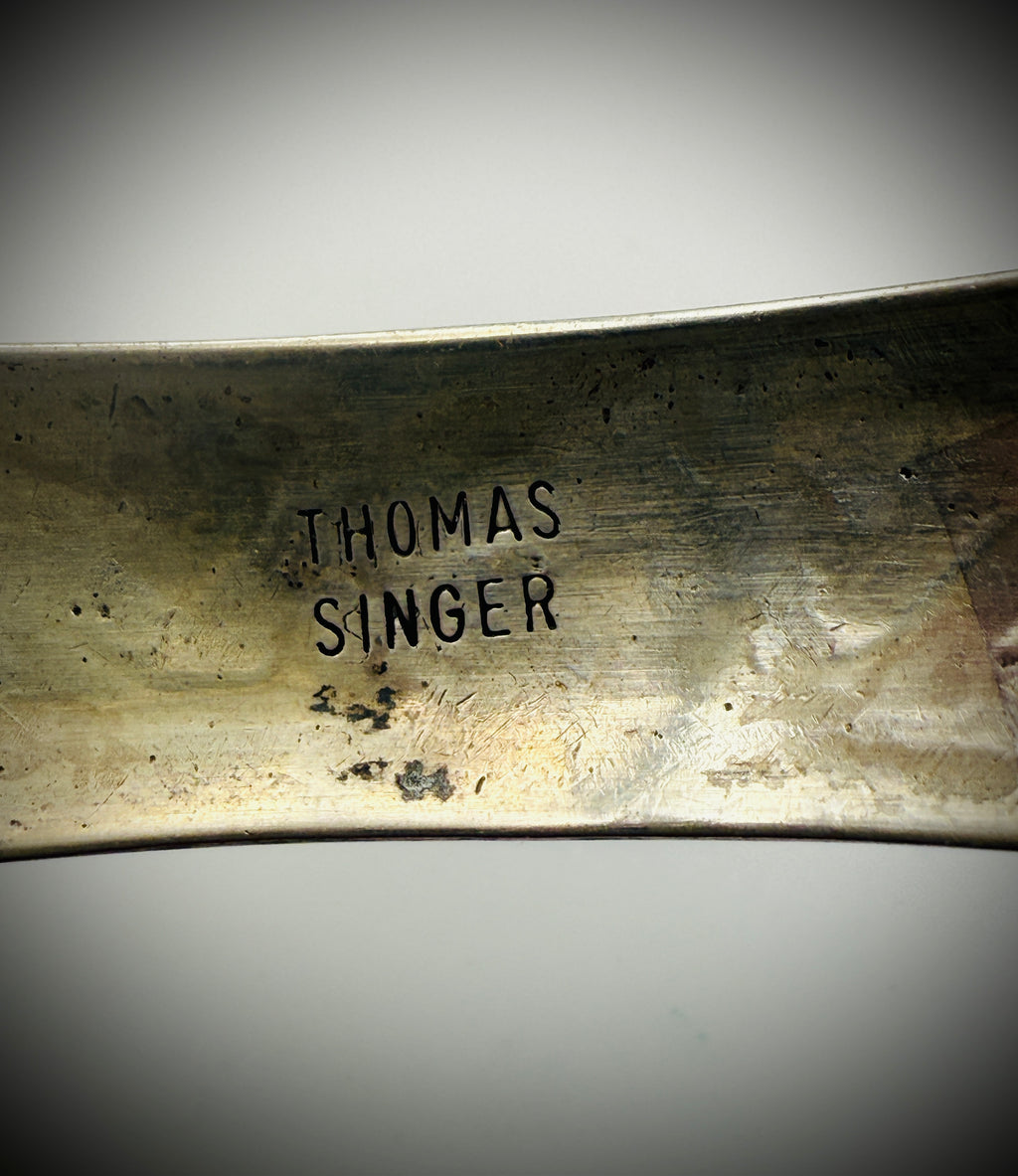 Thomas Singer Navajo Sterling Chip-Inlay Cuff 6.5" (23g) Turquoise/Coral