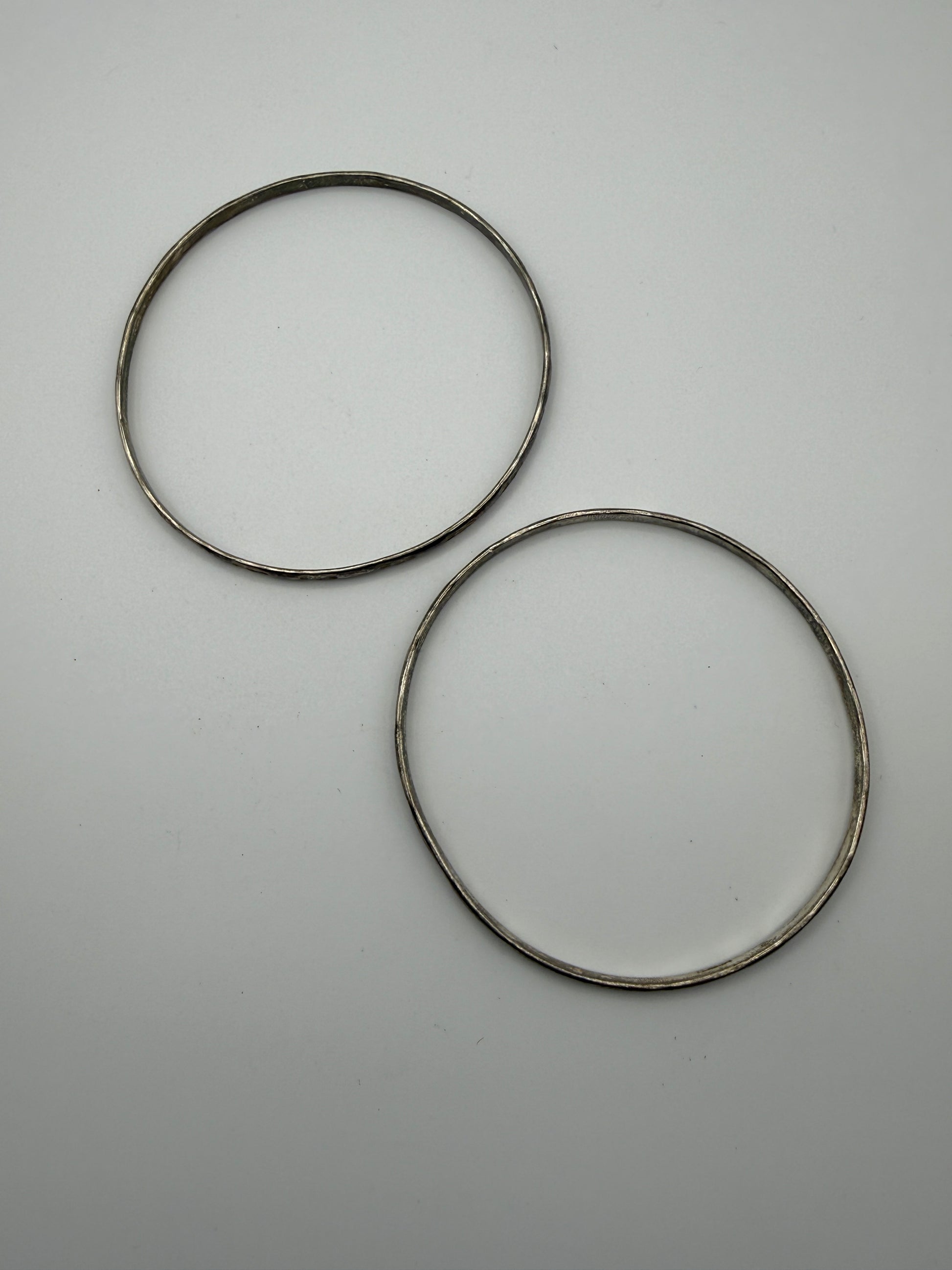 Mexico Sterling Bangle Bracelets (Set of 2) — Stamped “MEXICO 925”, 8.25" — 14g