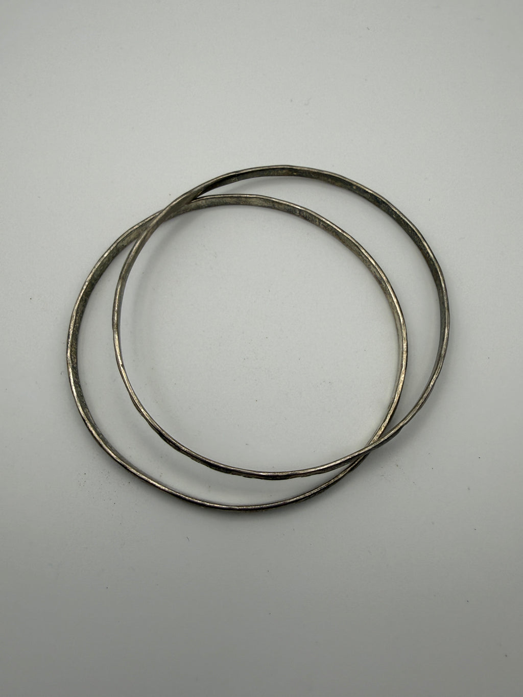 Mexico Sterling Bangle Bracelets (Set of 2) — Stamped “MEXICO 925”, 8.25" — 14g