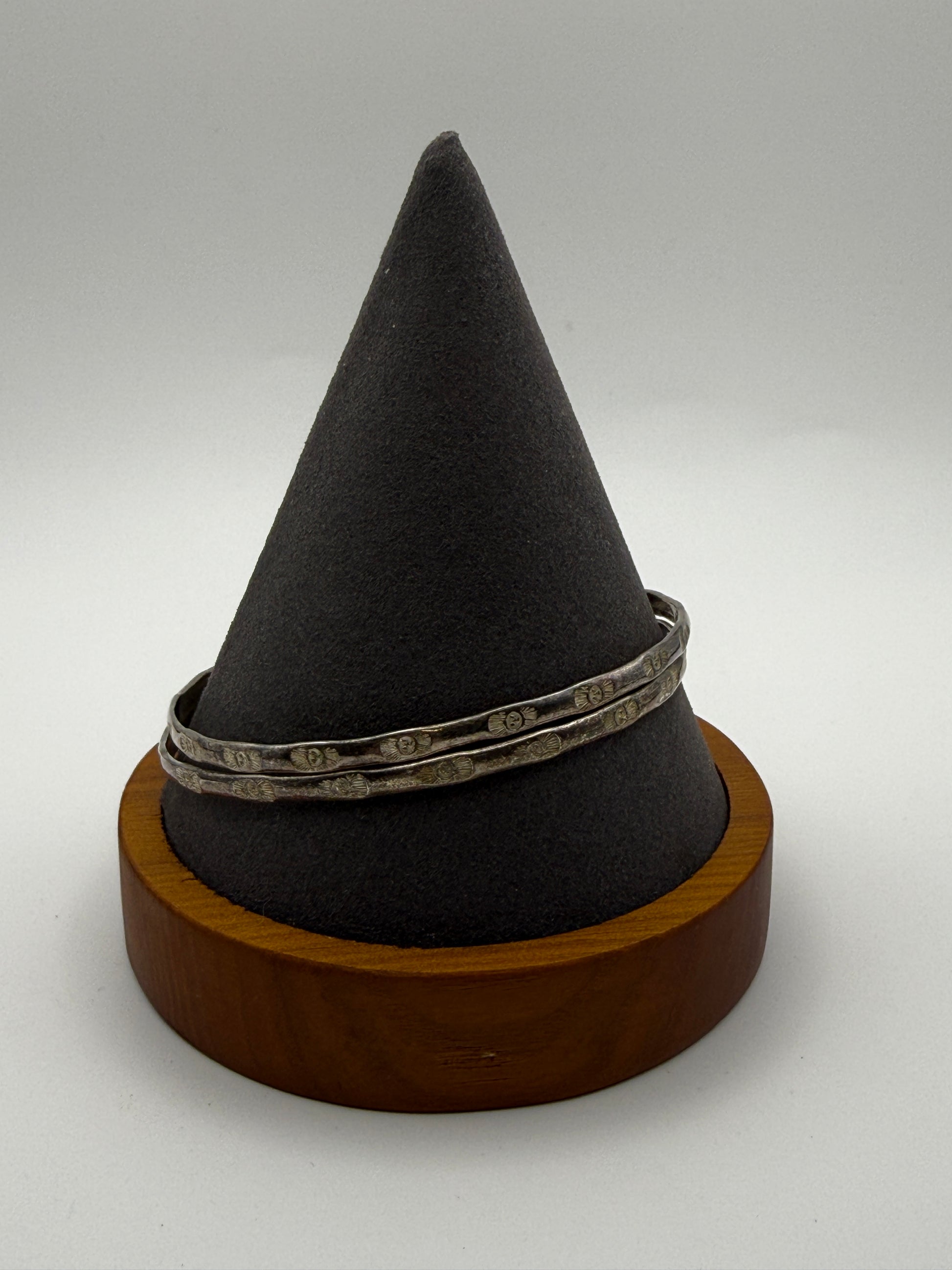 Mexico Sterling Bangle Bracelets (Set of 2) — Stamped “MEXICO 925”, 8.25" — 14g