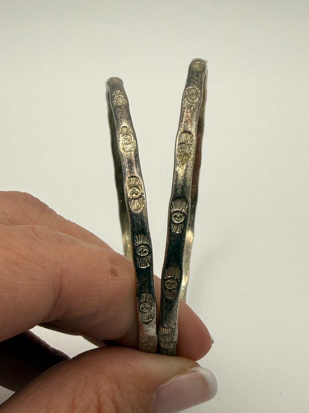 Mexico Sterling Bangle Bracelets (Set of 2) — Stamped “MEXICO 925”, 8.25" — 14g