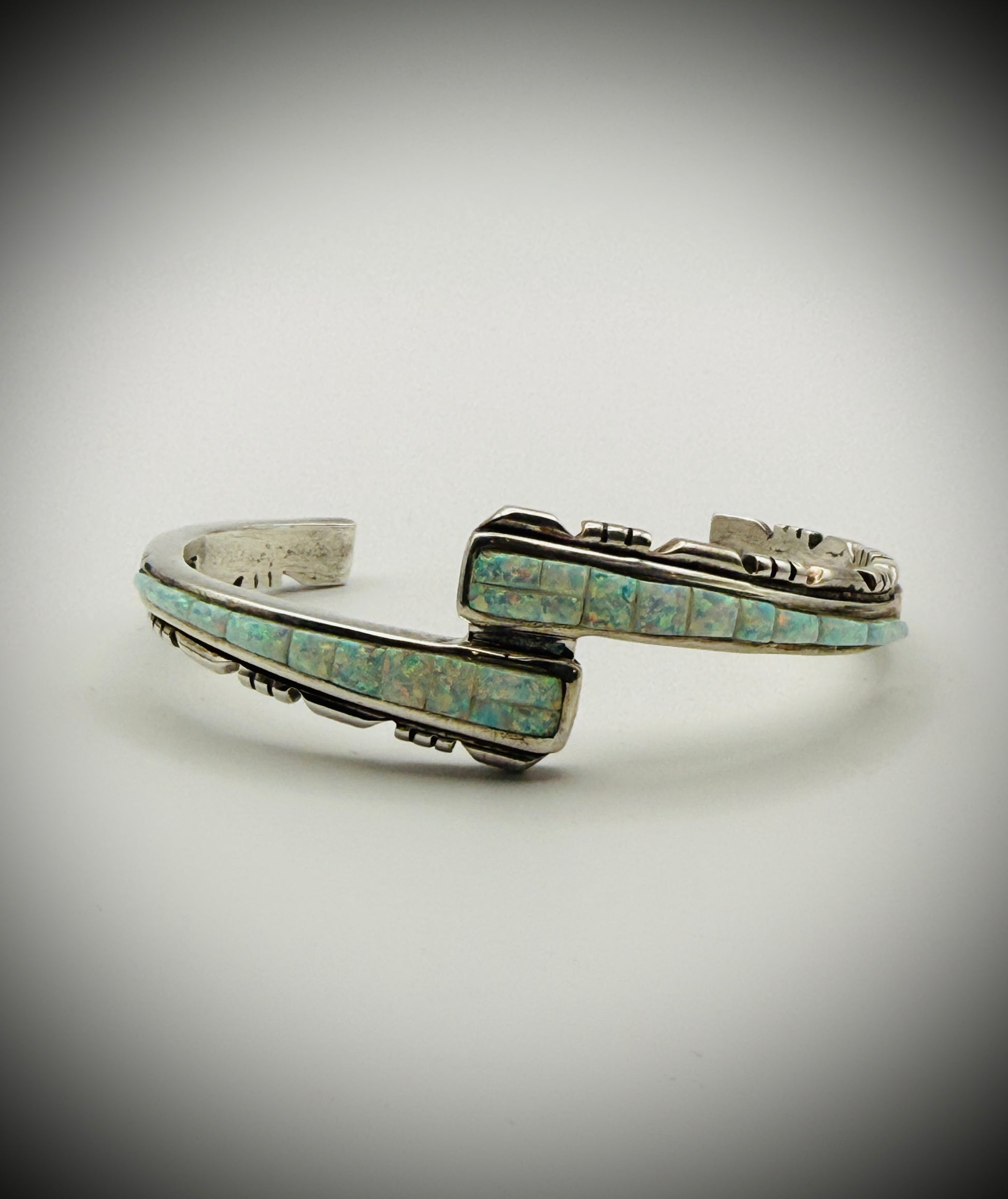 Sterling “Opal” Inlay Cuff Bracelet — Artist Signed — 6.25" — 24g