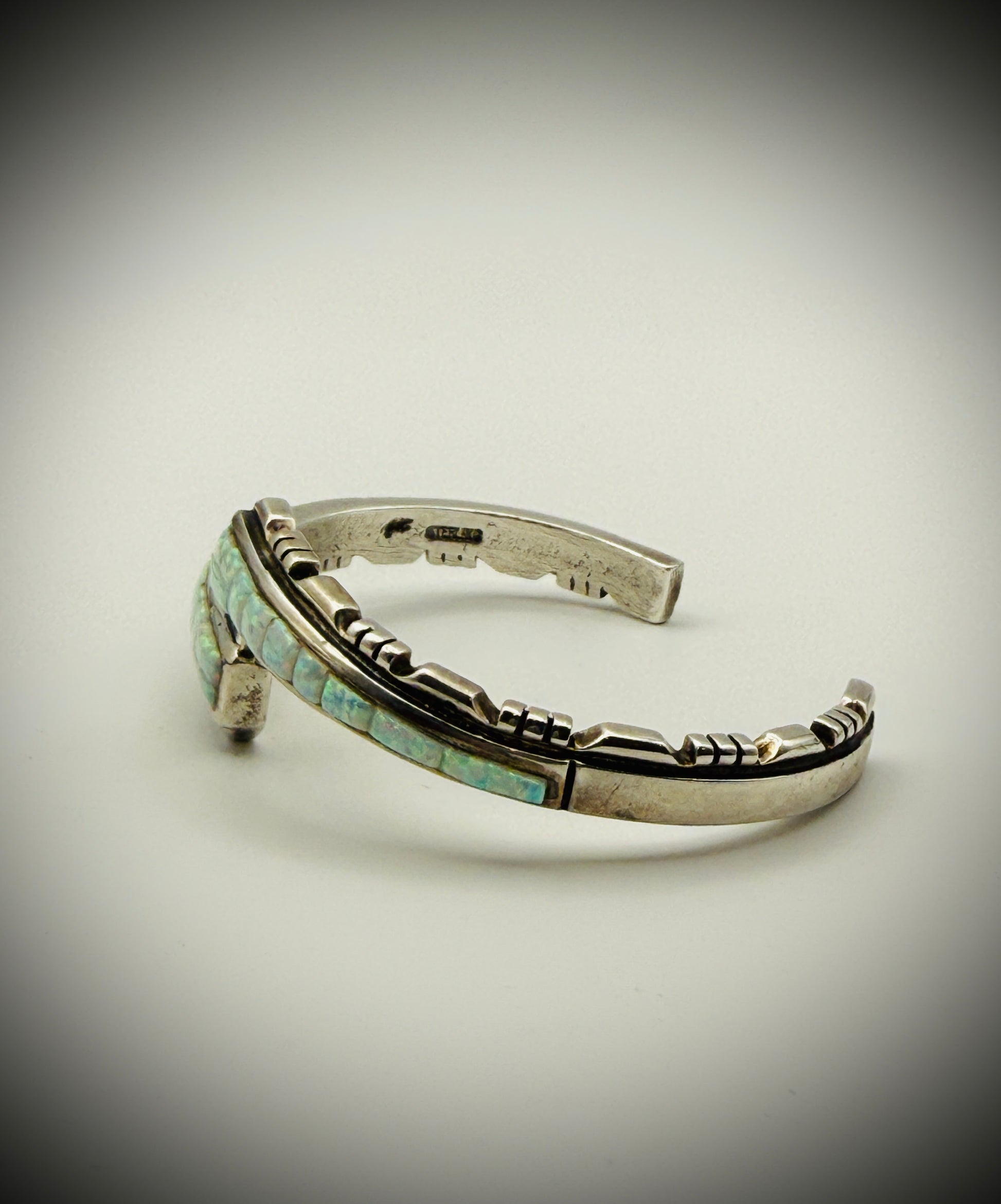Sterling “Opal” Inlay Cuff Bracelet — Artist Signed — 6.25" — 24g