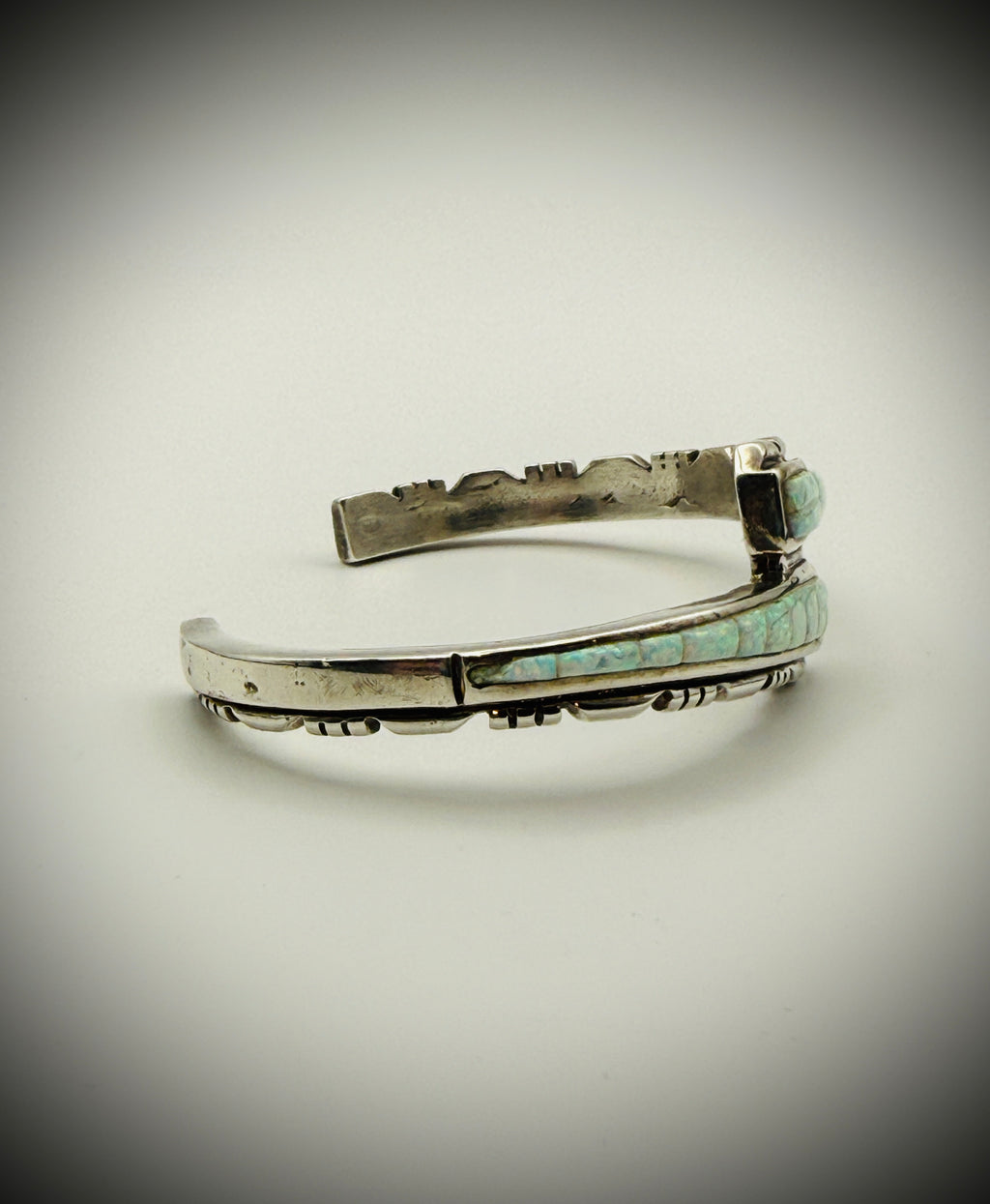 Sterling “Opal” Inlay Cuff Bracelet — Artist Signed — 6.25" — 24g