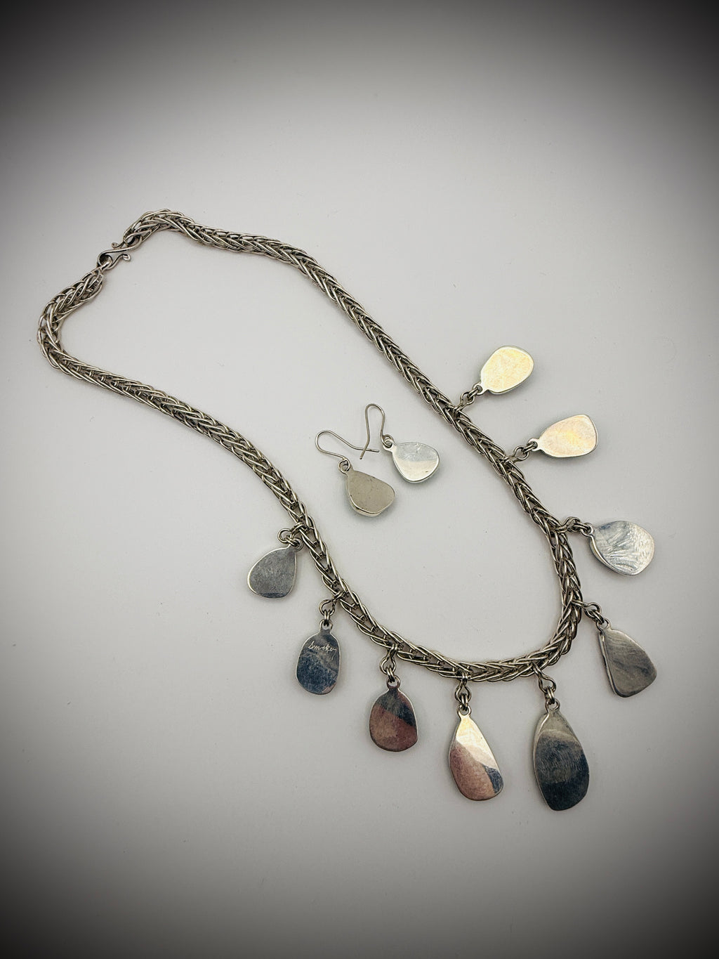 Sonoran Gold Turquoise Necklace & Earrings Set — Sterling, Signed “Smokey”, 18" + Drops, 62g