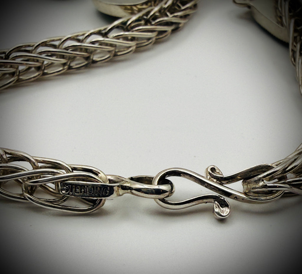 Sonoran Gold Turquoise Necklace & Earrings Set — Sterling, Signed “Smokey”, 18" + Drops, 62g