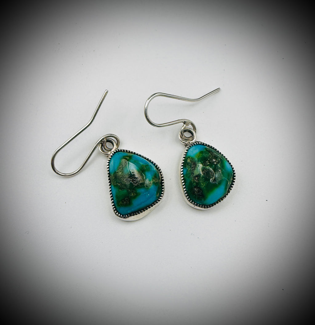 Sonoran Gold Turquoise Necklace & Earrings Set — Sterling, Signed “Smokey”, 18" + Drops, 62g