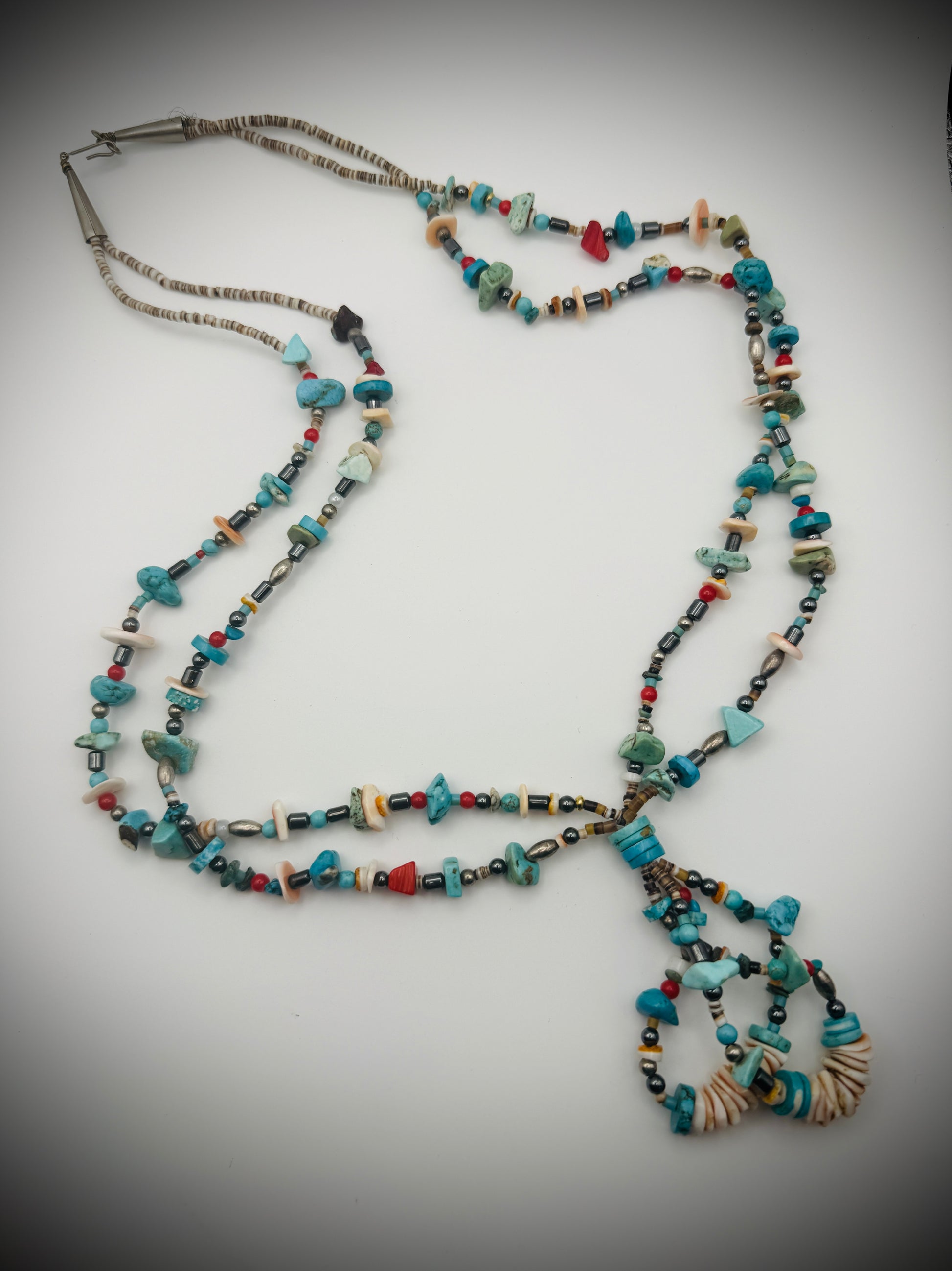 Mixed Stone/Bead Jacla-Style Heishi Necklace (Kewa/Santo Domingo), 28"+3", 90g
