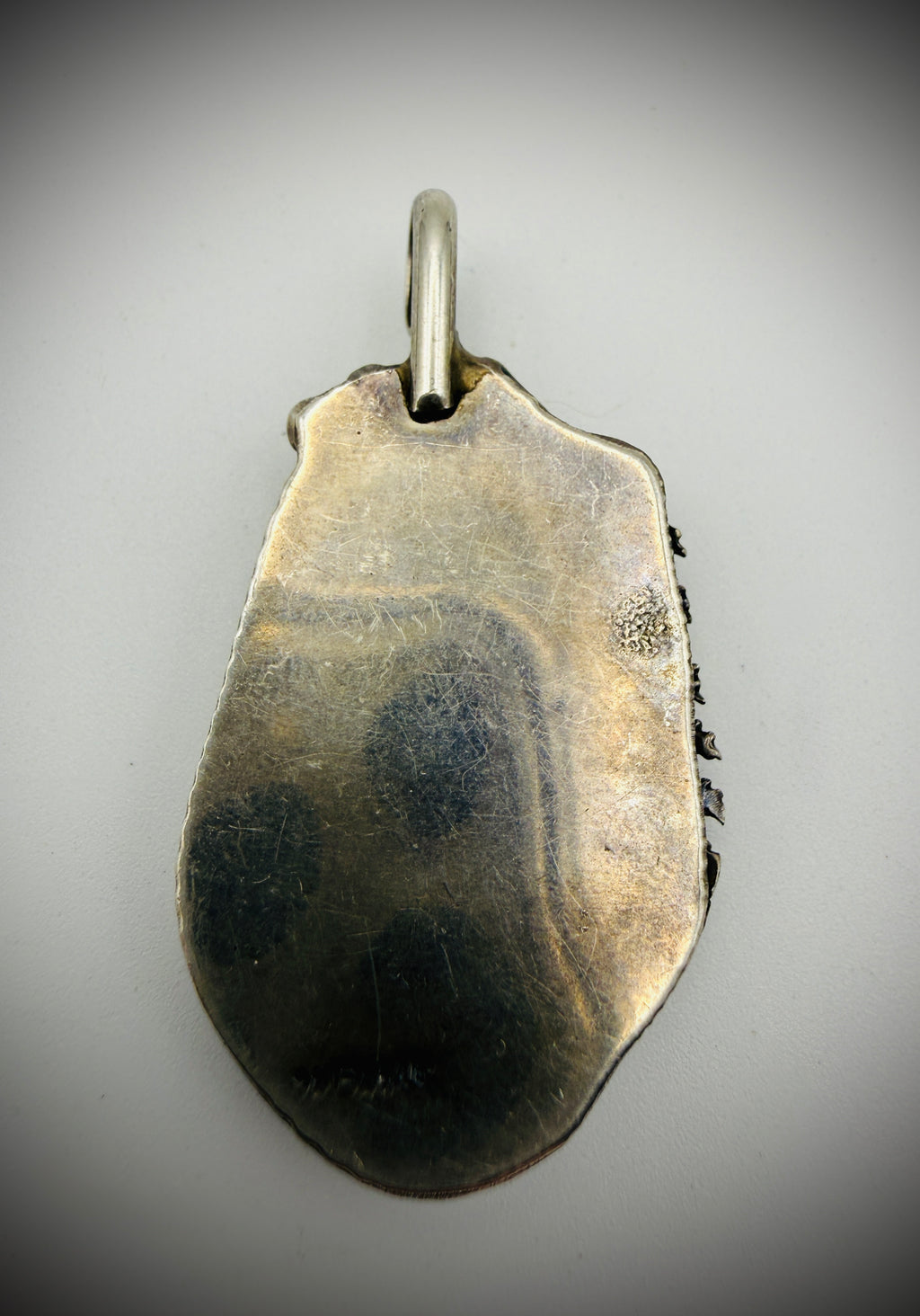 Sterling Turquoise Pendant w/ Leaf Accent • 1.75" • Pendant Only