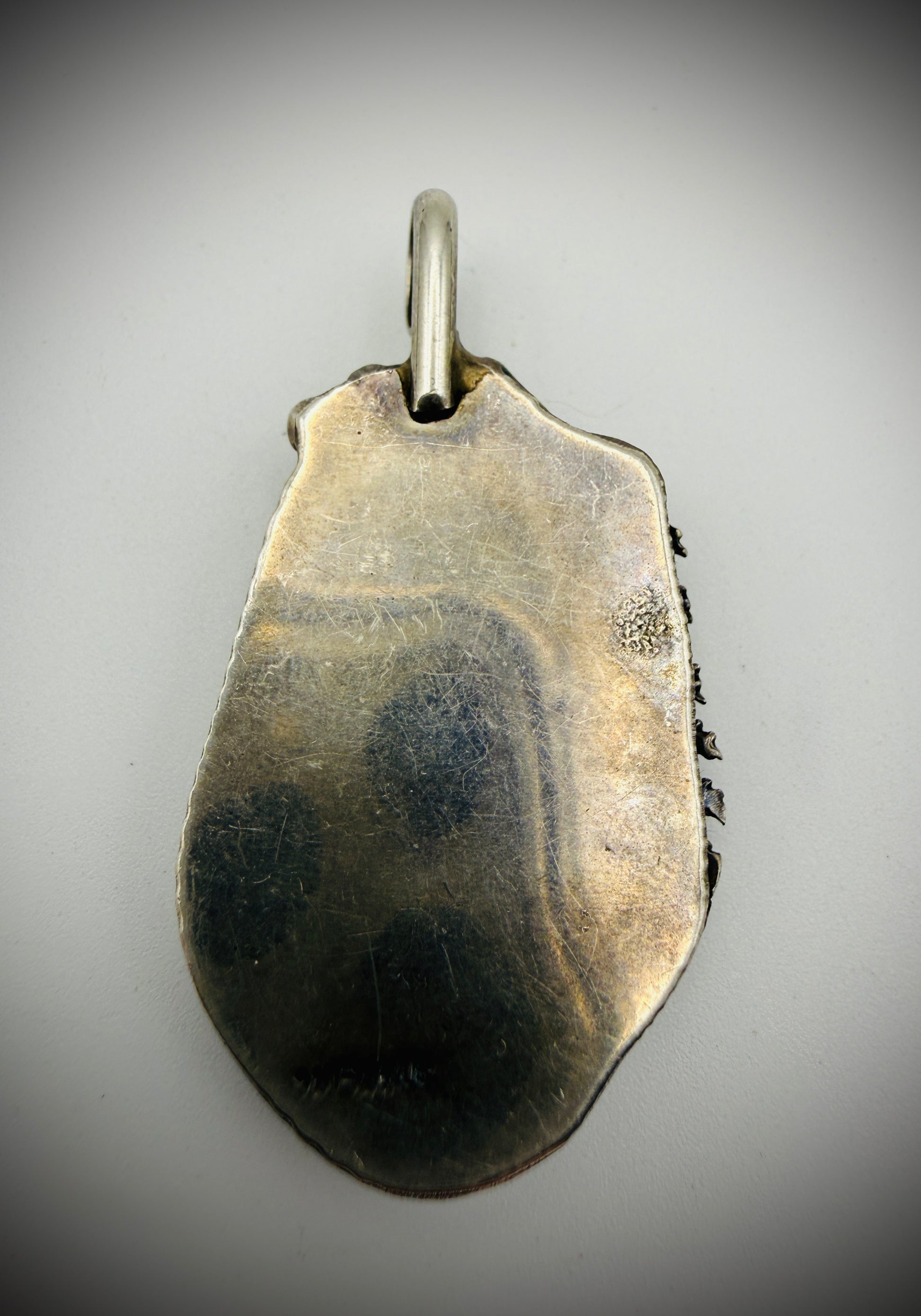 Sterling Turquoise Pendant w/ Leaf Accent • 1.75" • Pendant Only