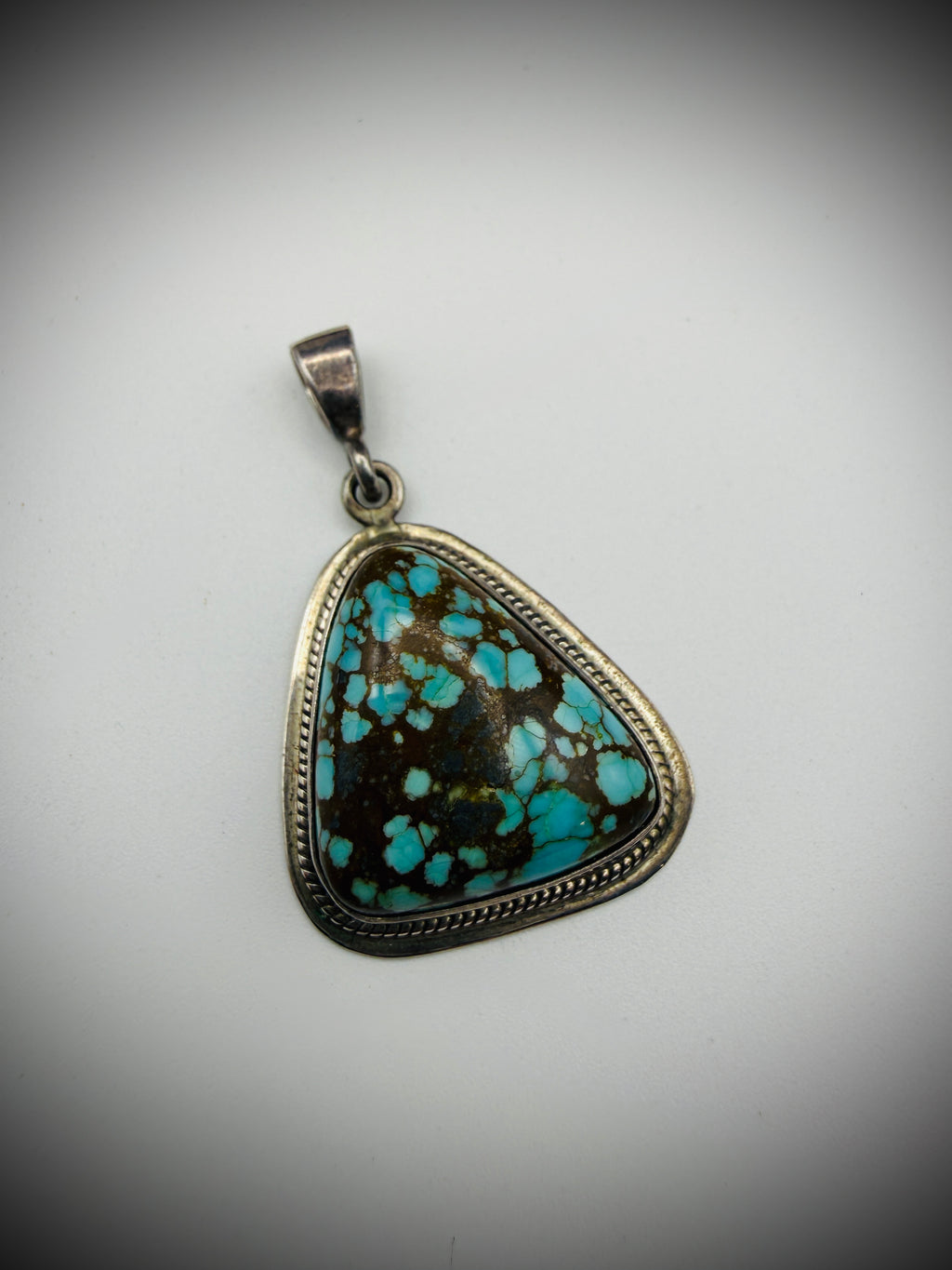 Sterling Silver Turquoise Pendant – Signed Nora Montoya