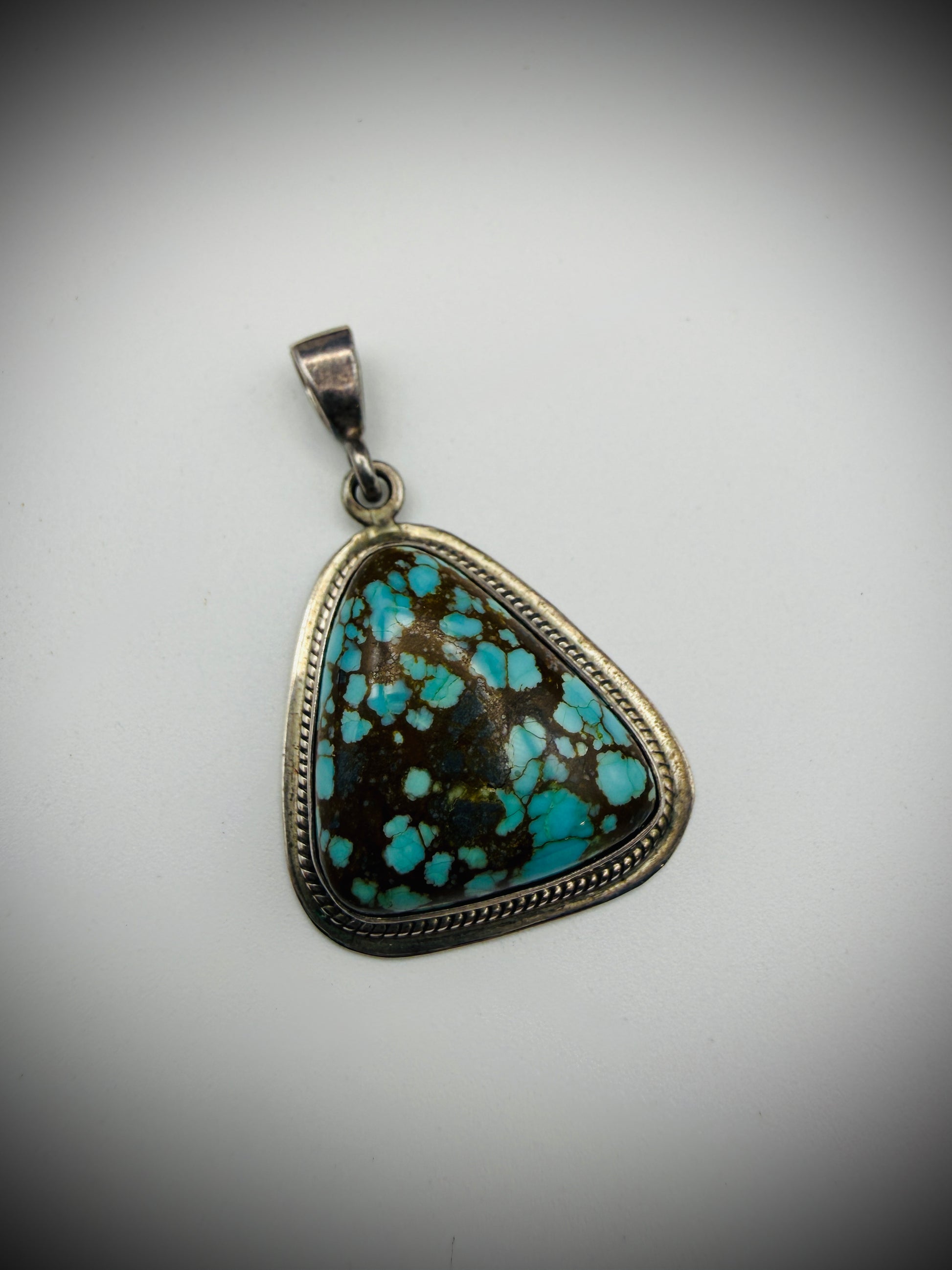 Sterling Silver Turquoise Pendant – Signed Nora Montoya