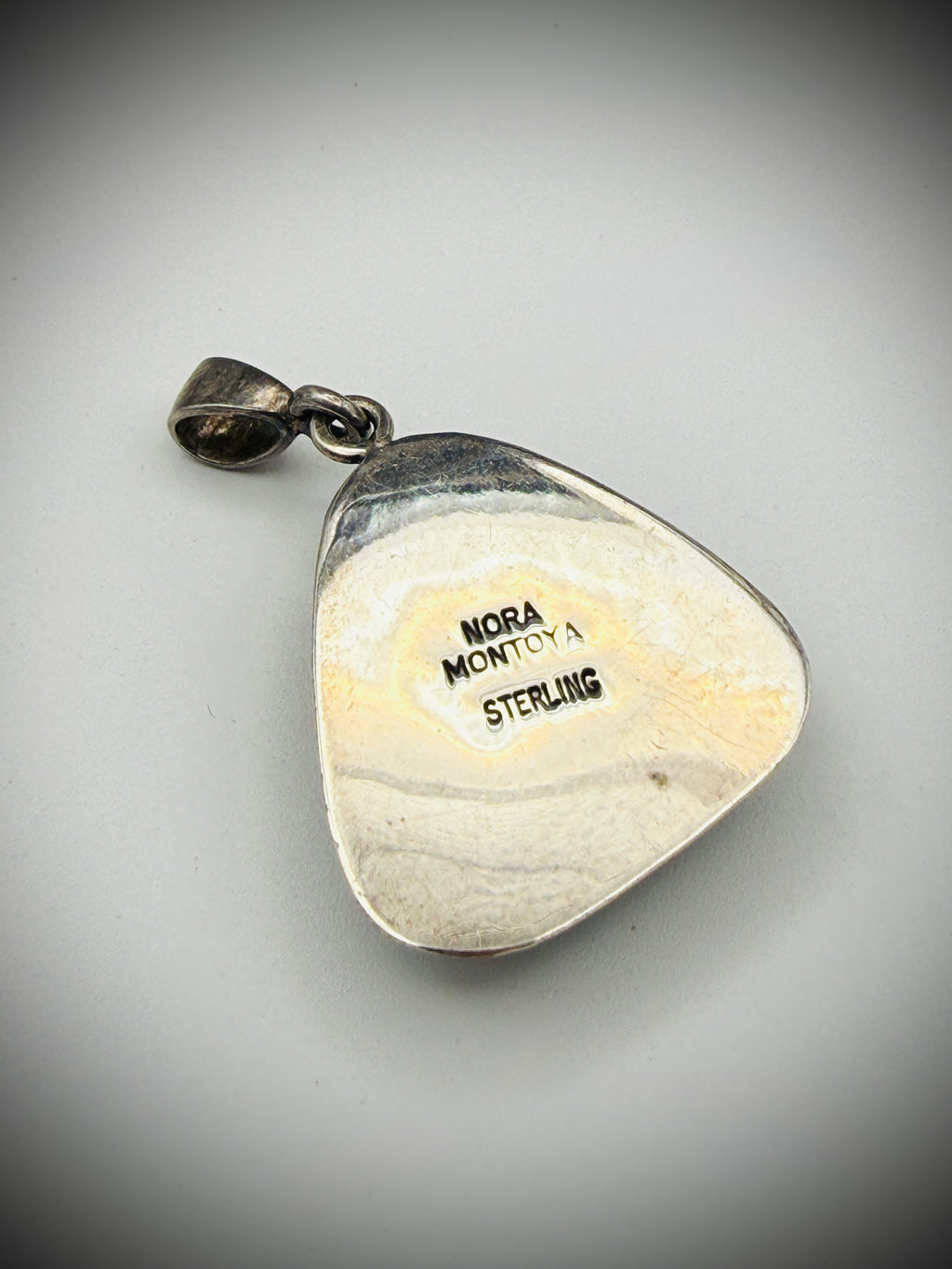 Sterling Silver Turquoise Pendant – Signed Nora Montoya