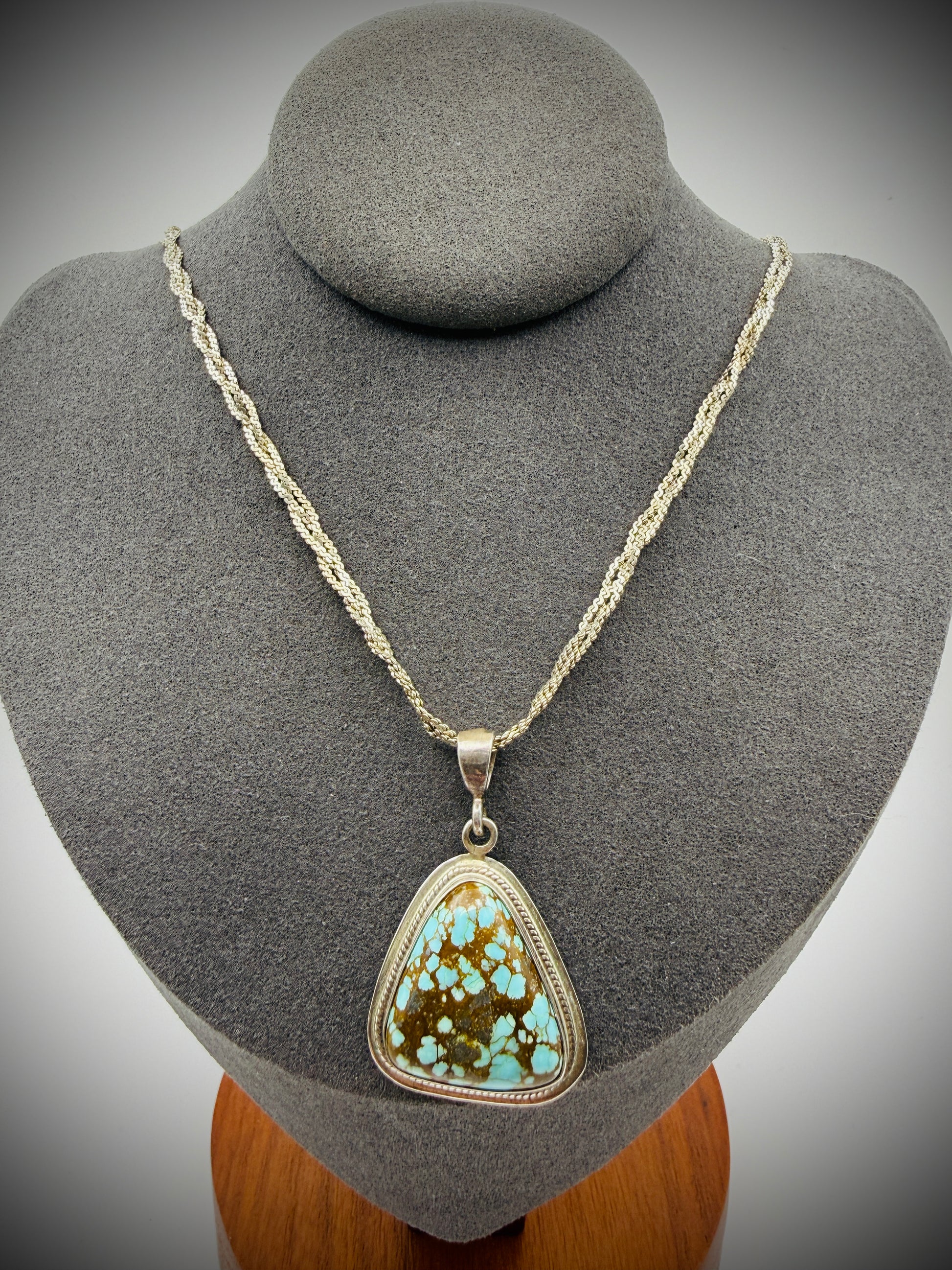 Sterling Silver Turquoise Pendant – Signed Nora Montoya