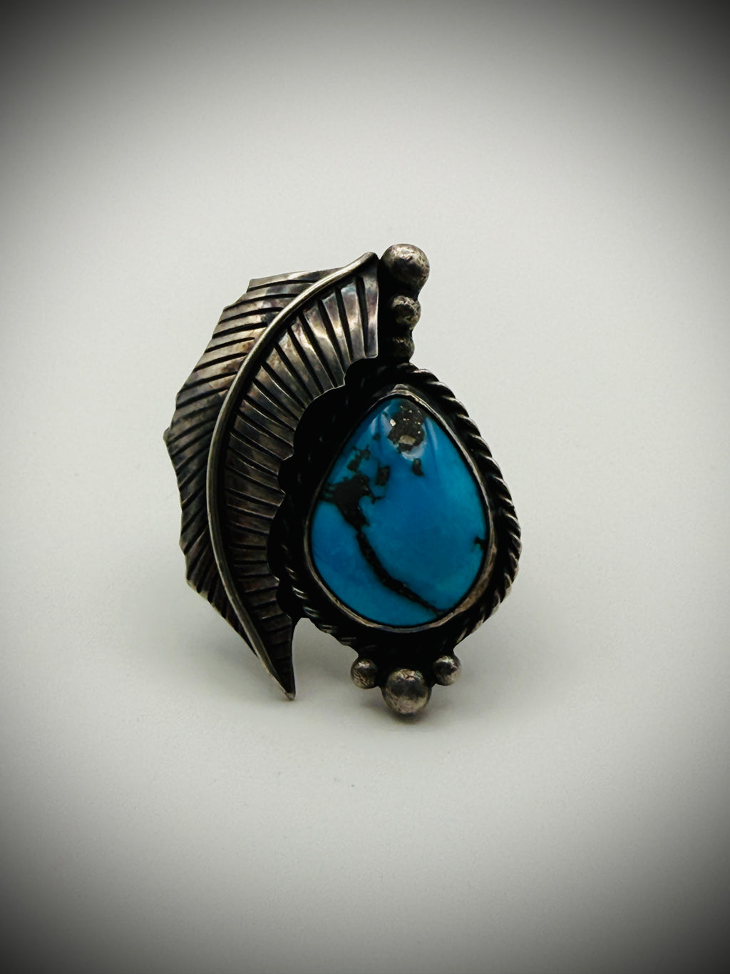 Vintage Sterling Turquoise Statement Ring — Sz 6.25, 15g