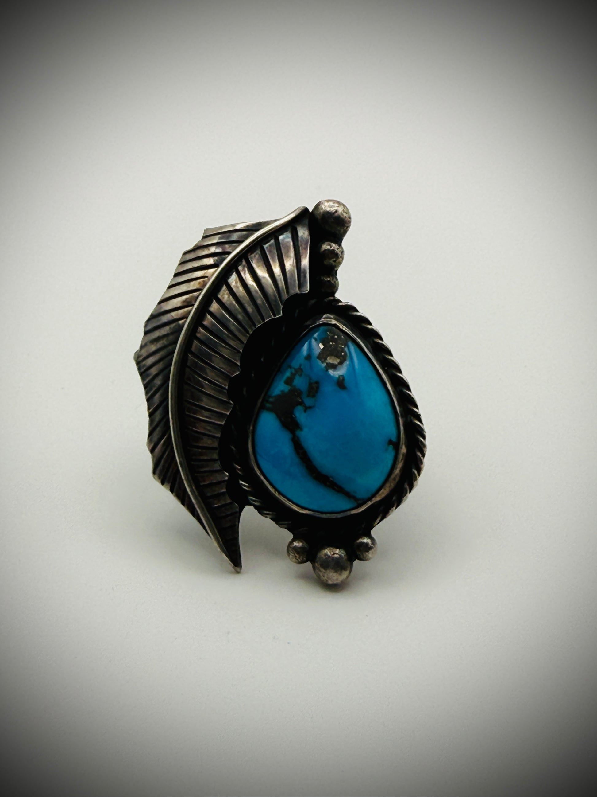 Vintage Sterling Turquoise Statement Ring — Sz 6.25, 15g
