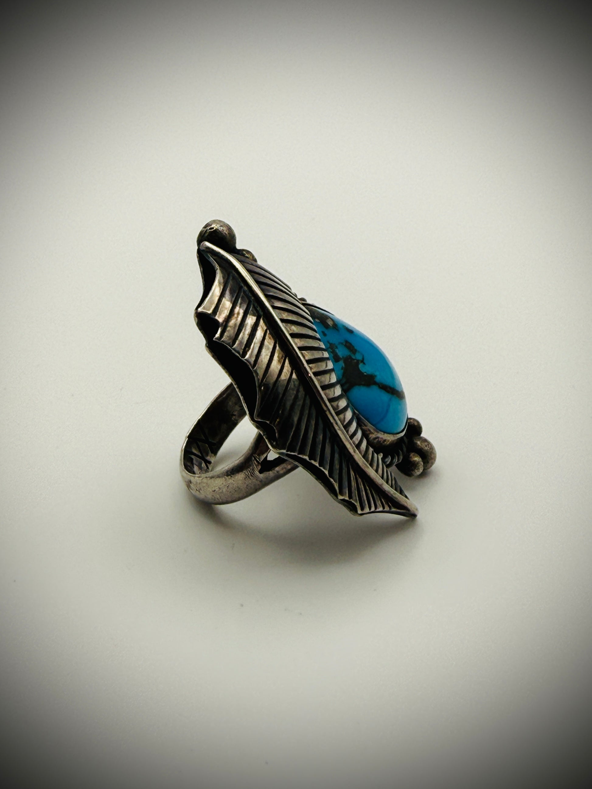 Vintage Sterling Turquoise Statement Ring — Sz 6.25, 15g