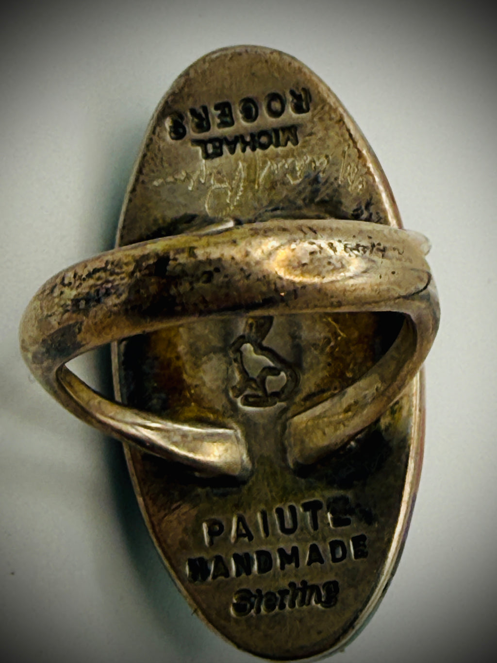 Michael Rogers Paiute Handmade Sterling Rainbow Inlay Ring – Size 6.5