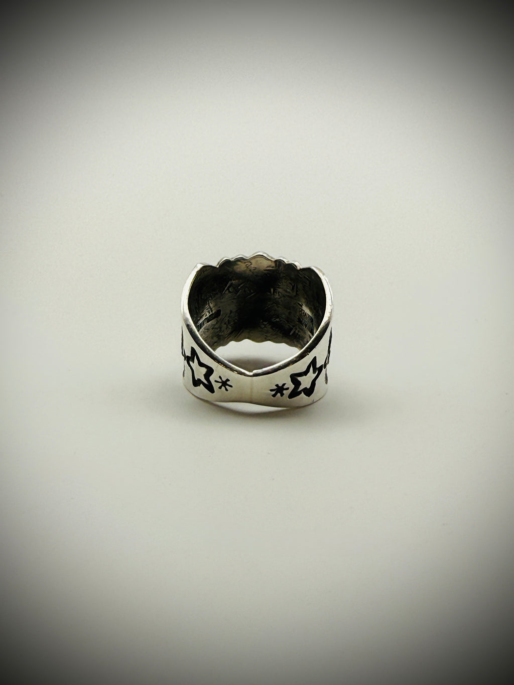 Delayne Reeves Sterling Silver Turquoise Wide Band Ring Size 7.25