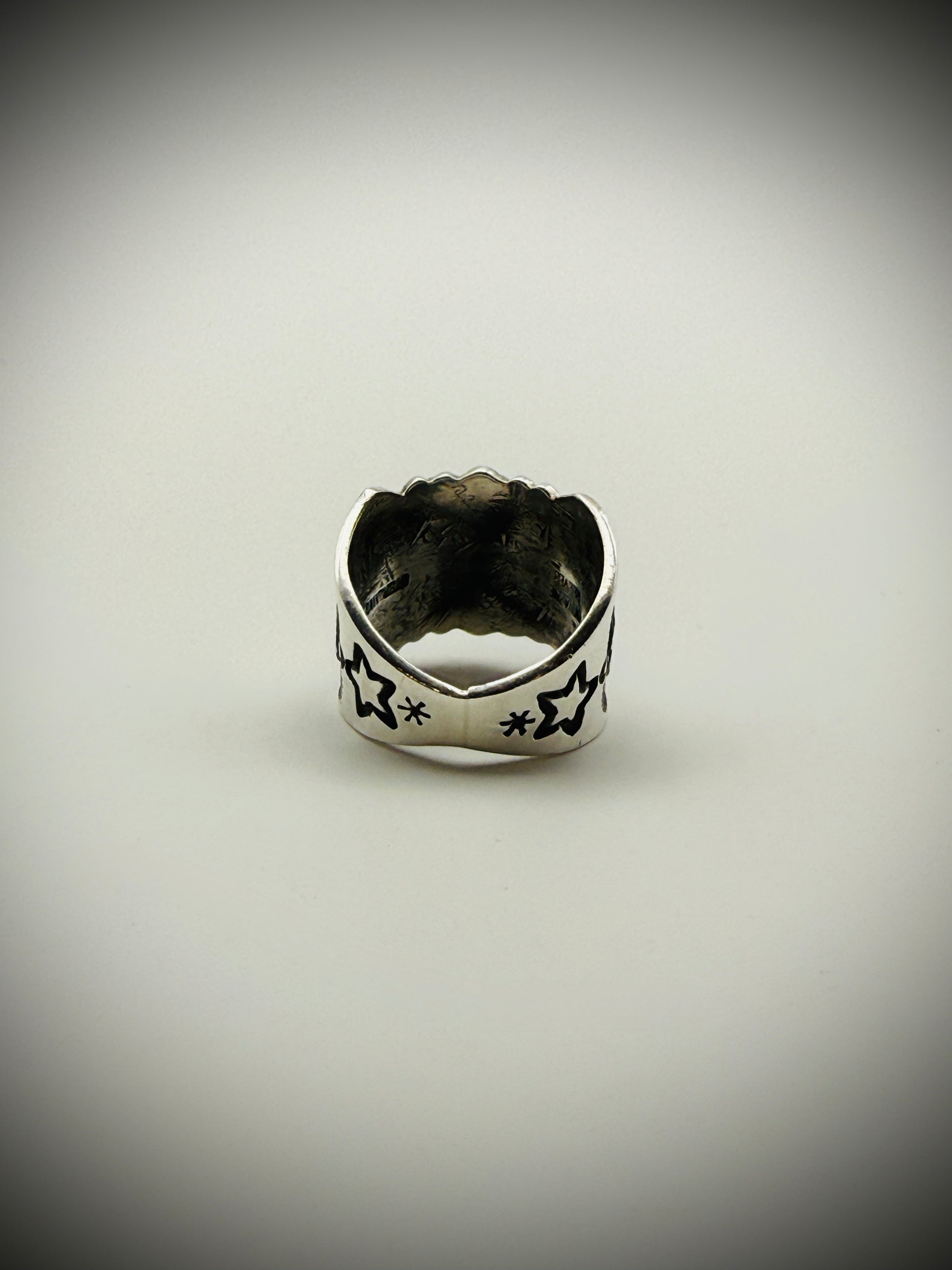 Delayne Reeves Sterling Silver Turquoise Wide Band Ring Size 7.25