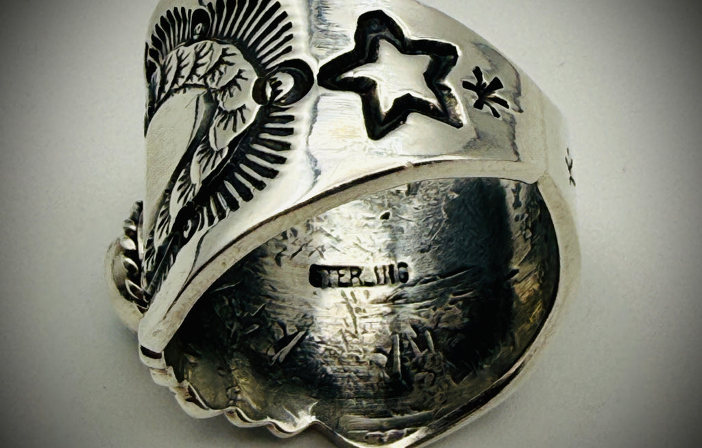 Delayne Reeves Sterling Silver Turquoise Wide Band Ring Size 7.25