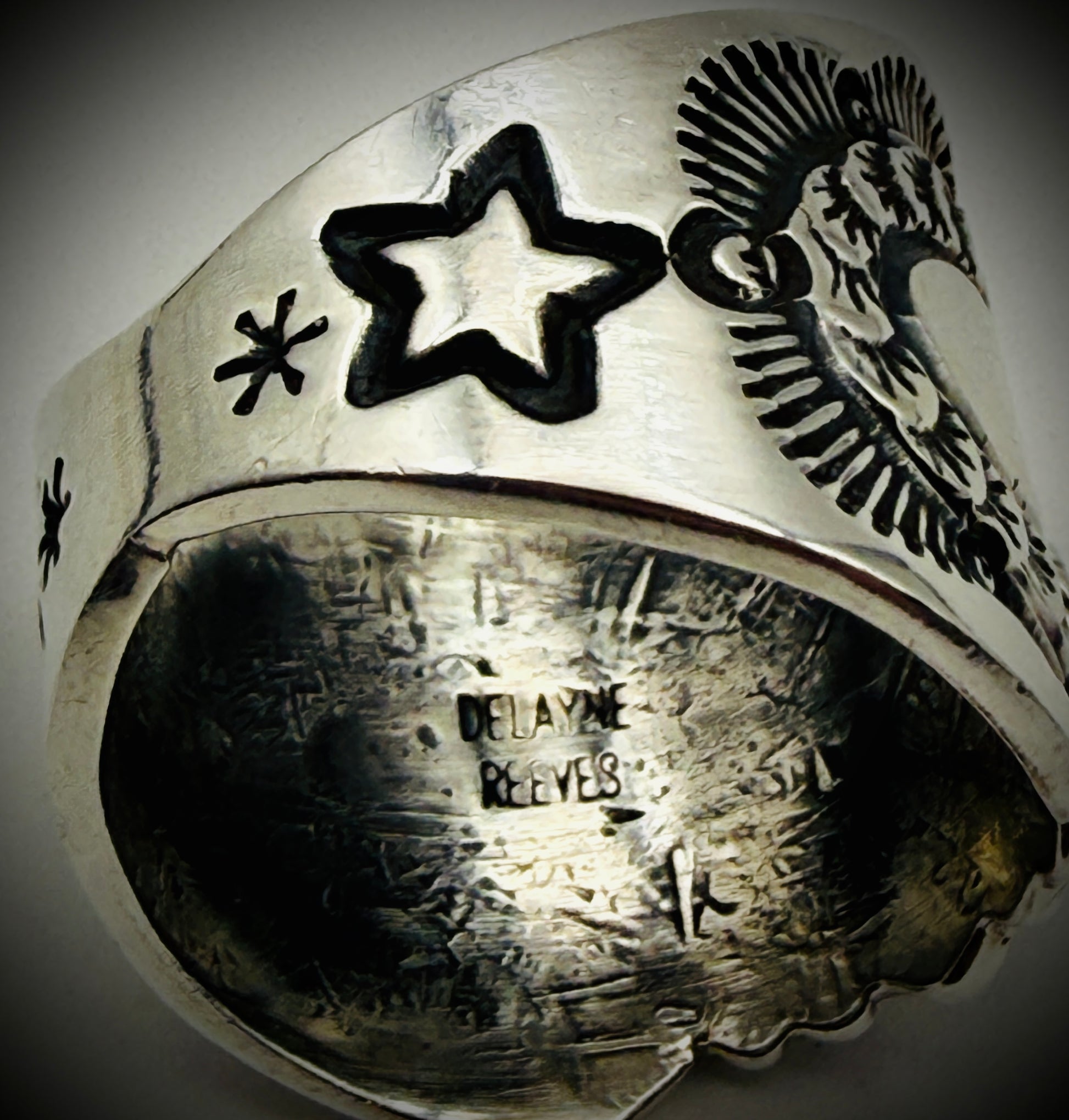 Delayne Reeves Sterling Silver Turquoise Wide Band Ring Size 7.25