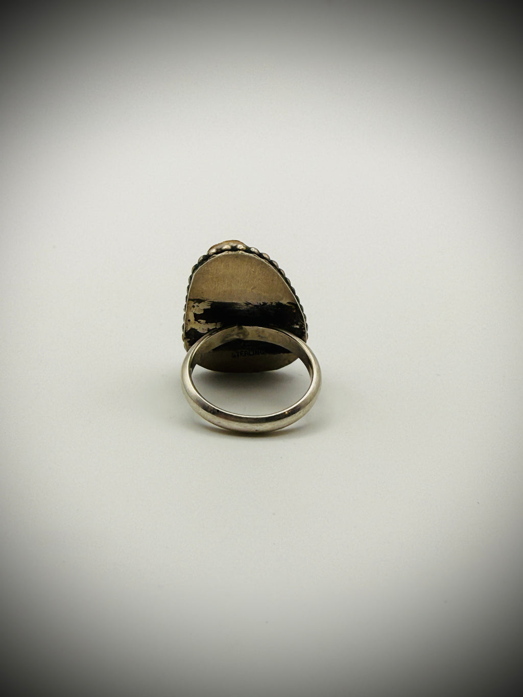 Sterling Turquoise Statement Ring – Artist Signed “E” – Size 7.5 (10g)